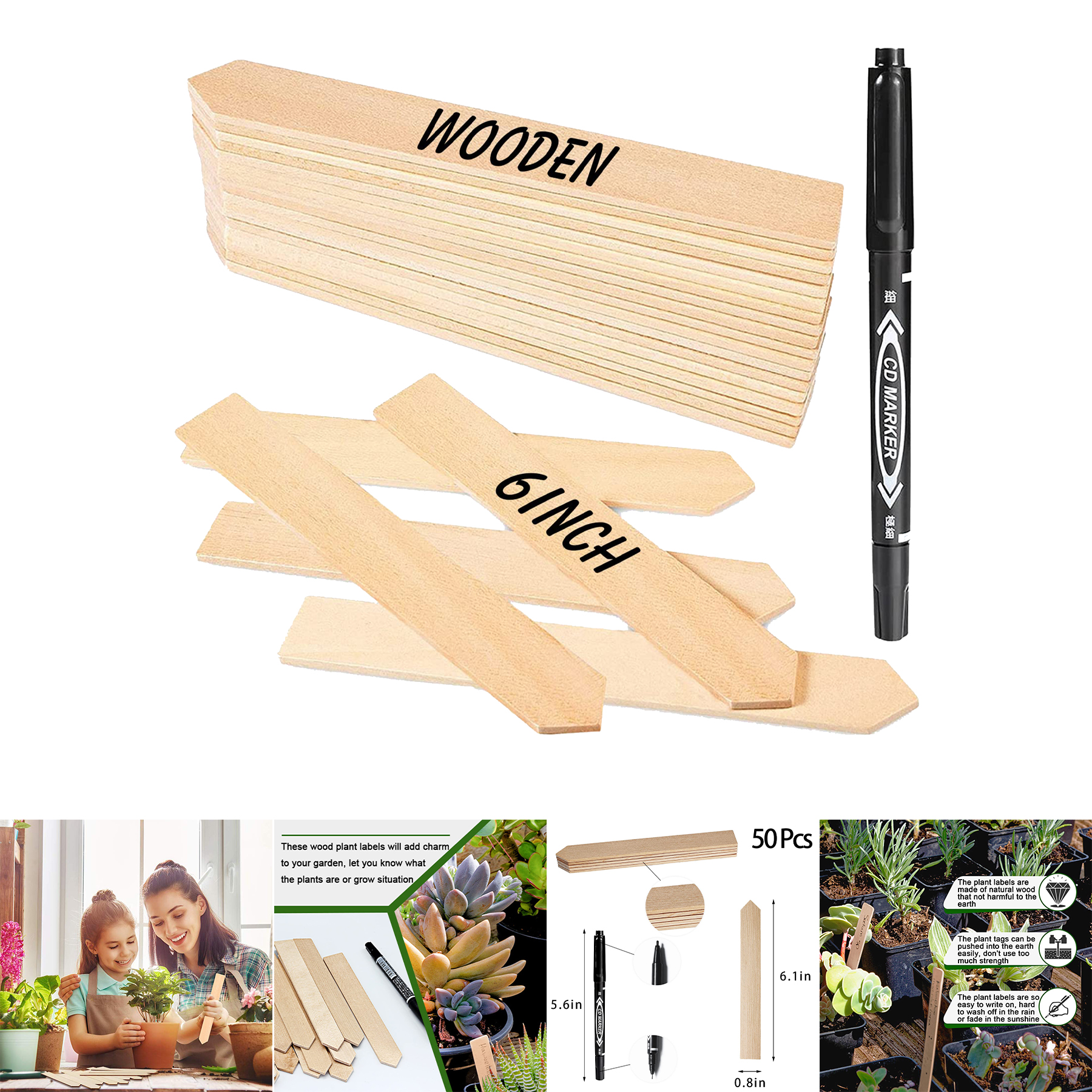 6 Inch Wooden Plant Tags 2
