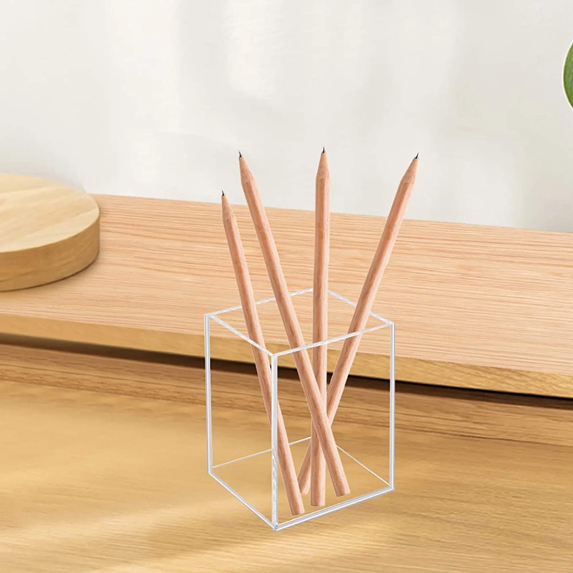 Acrylic Pen Pencil Holder Clear Makeup Brush Cup 3