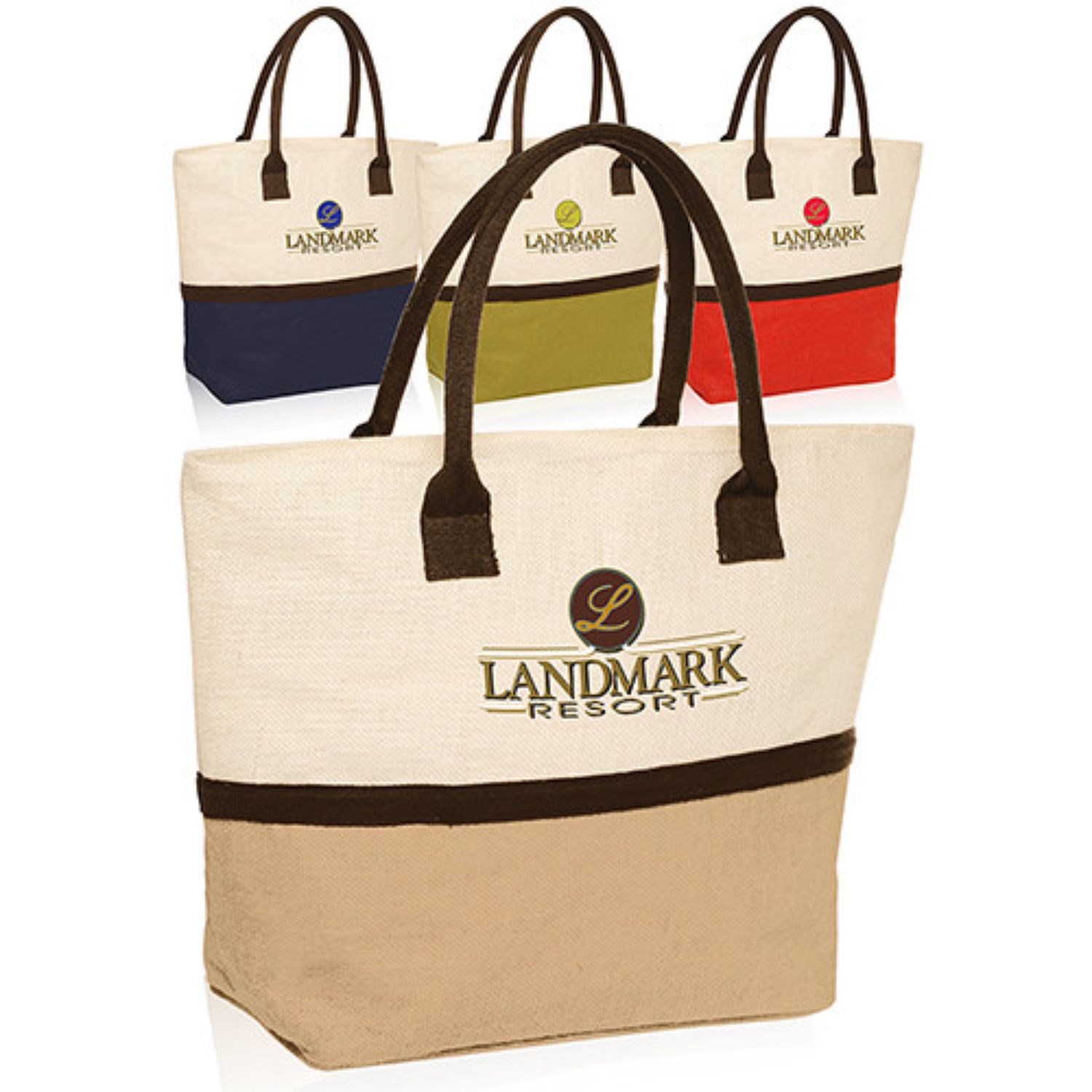 Eco-friendly Beach Jute Tote bag W/ Gusset & Zipper (17" x 13" x 6") 2