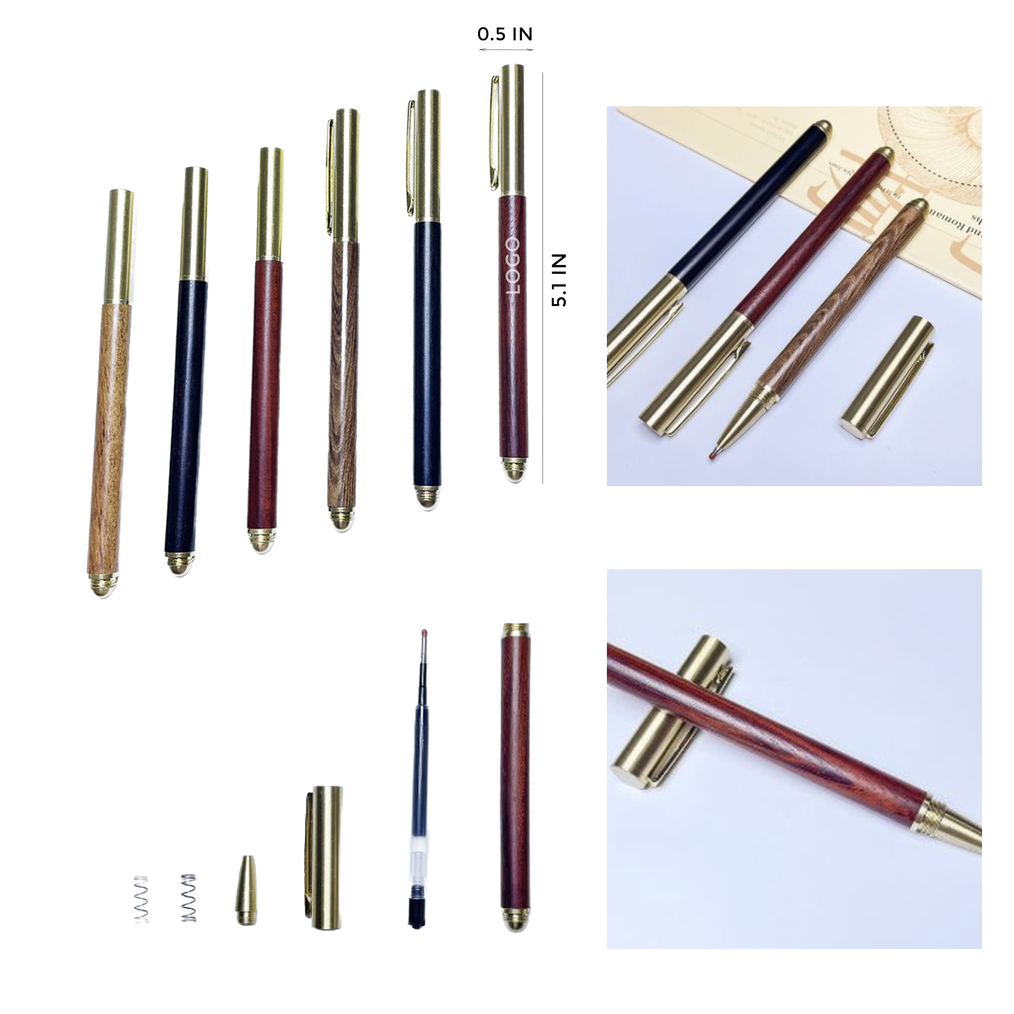 MOQ 10 PCS Quality Brass Pen With Sandalwood Pen Body 2