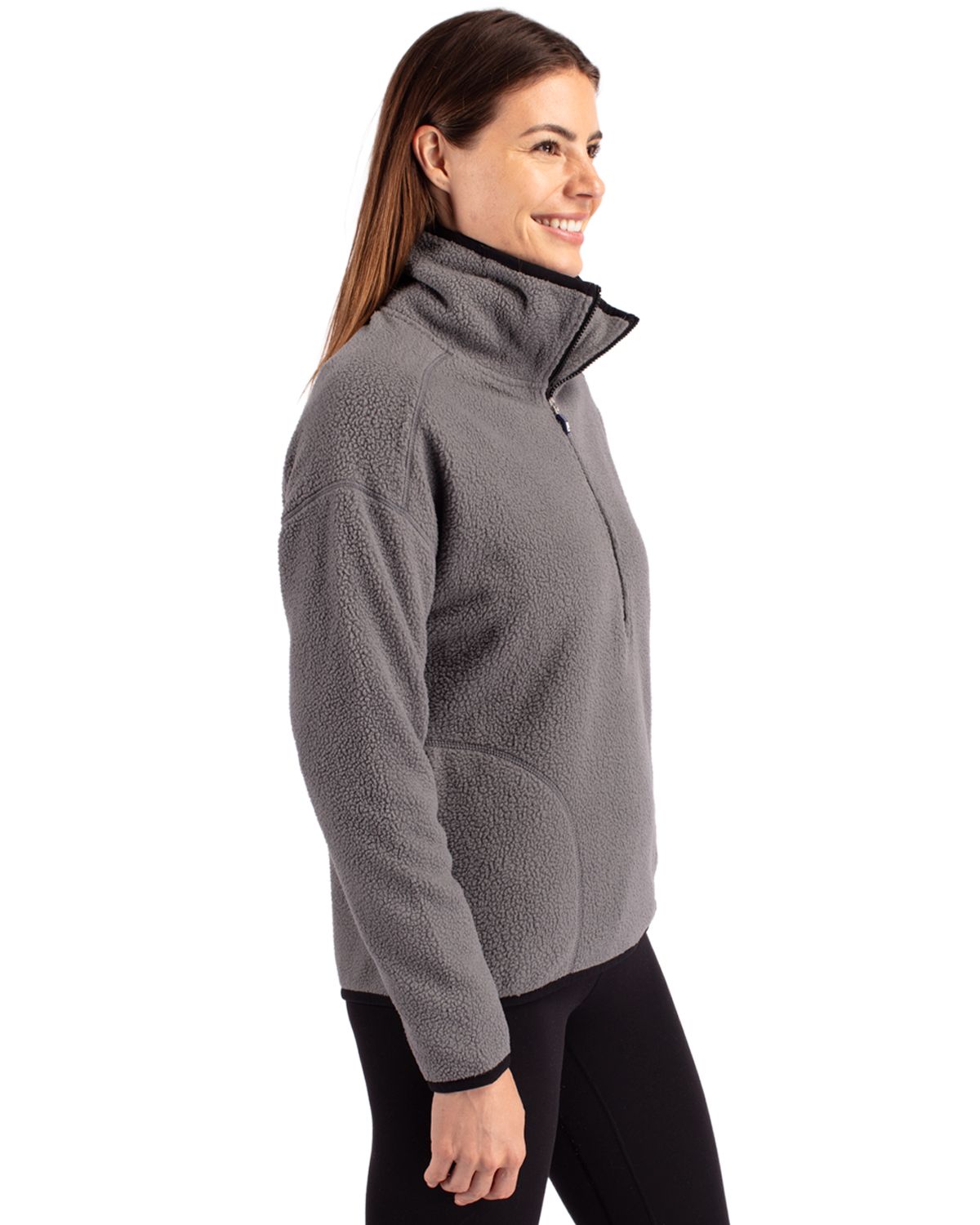 Cutter & Buck Cascade Epic Comfort Recycled Sherpa Fleece Womens Pullover Jacket 10