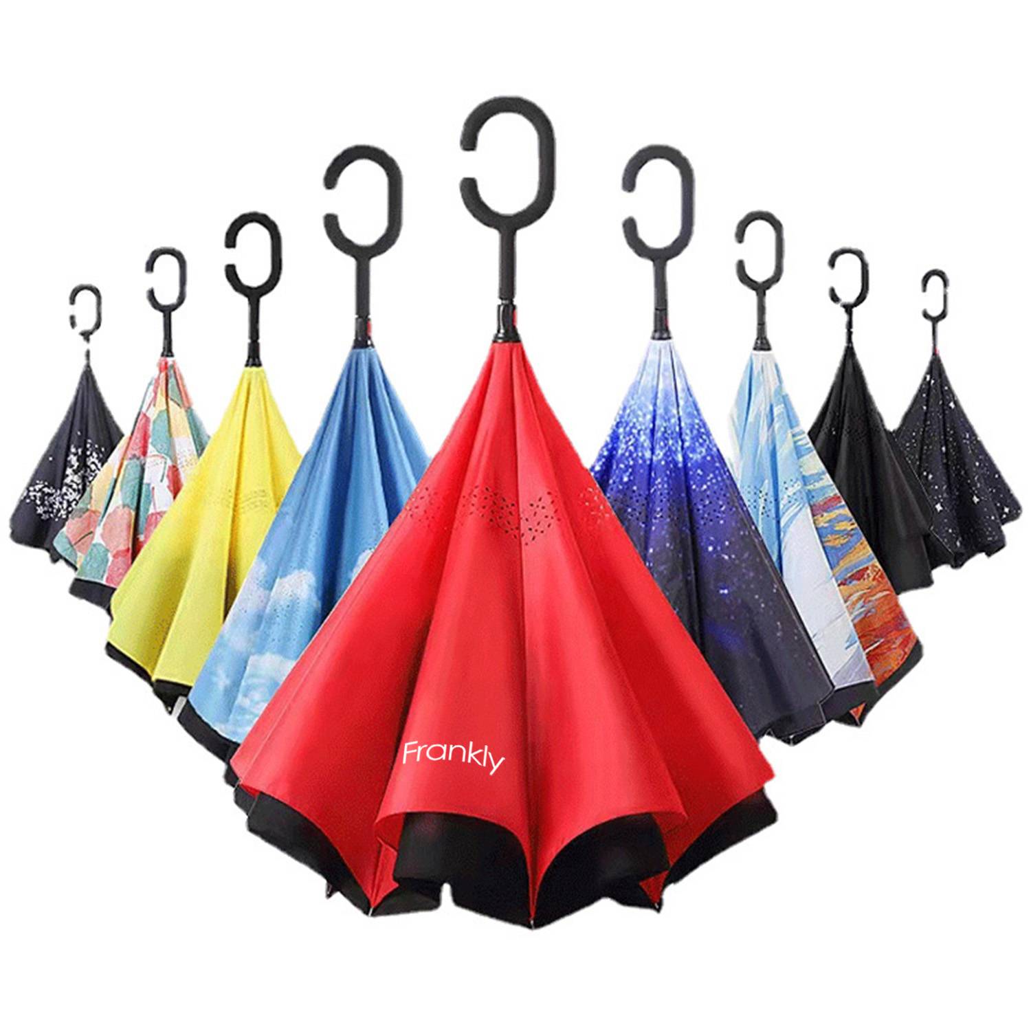 Reversible Inverted Umbrella With C-Shape Handle
