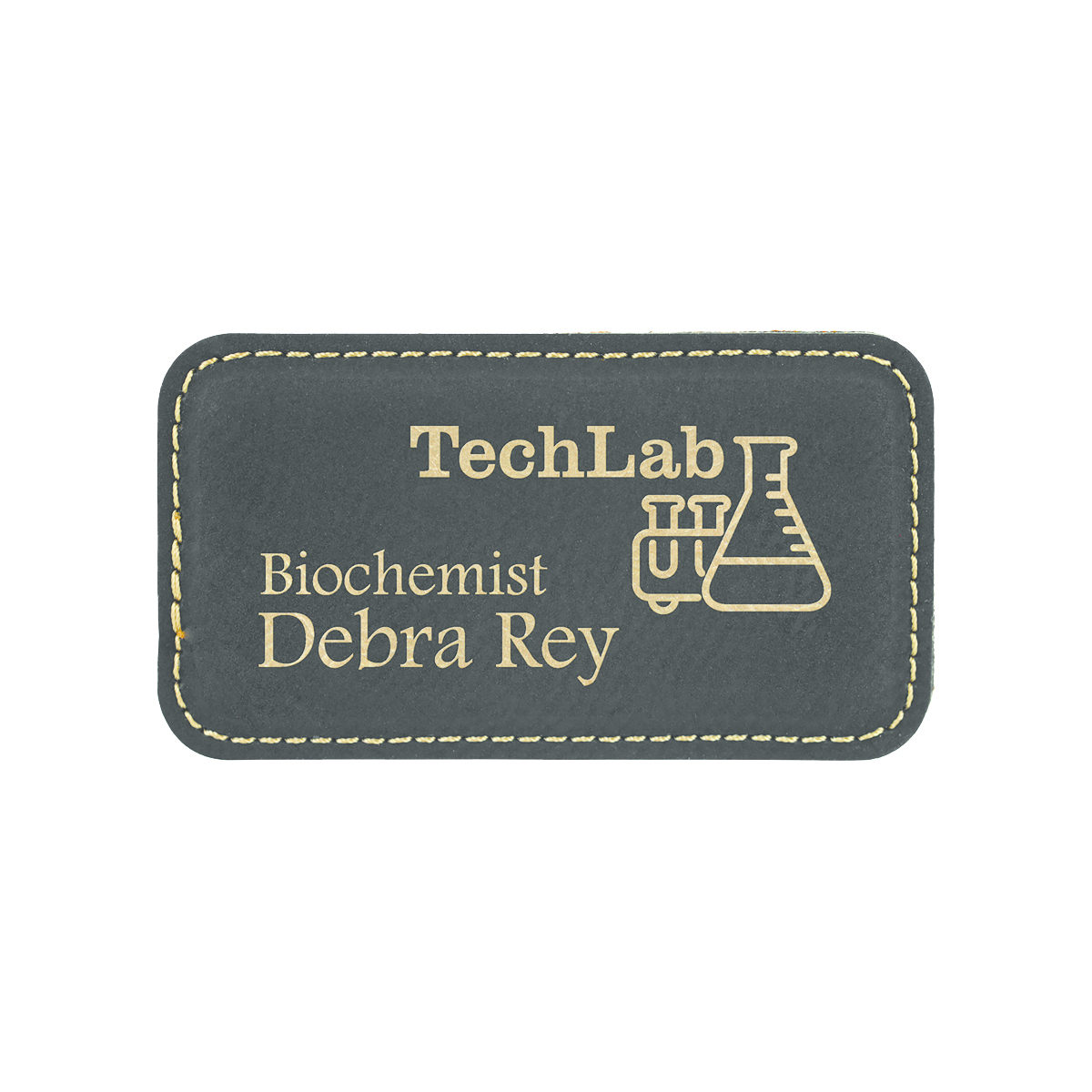 3 1/4" x 1 3/4" Black/Gold Leatherette Badge w/ Magnet