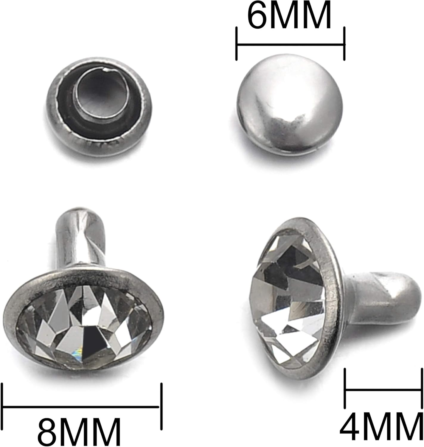 100 Sets Mixed Colors Crystal Rivets 3