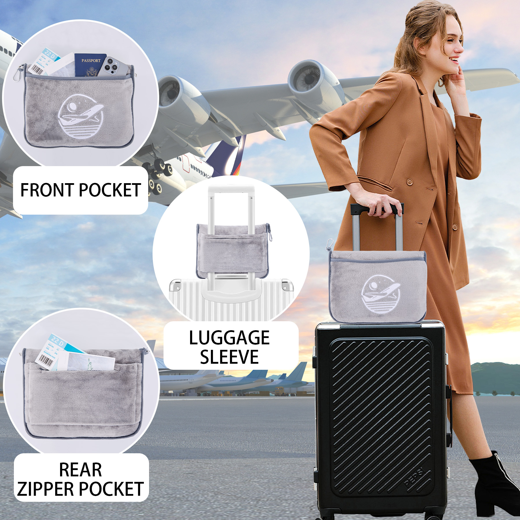 Plush Flannel Travel Blanket & Pillow Combo 4