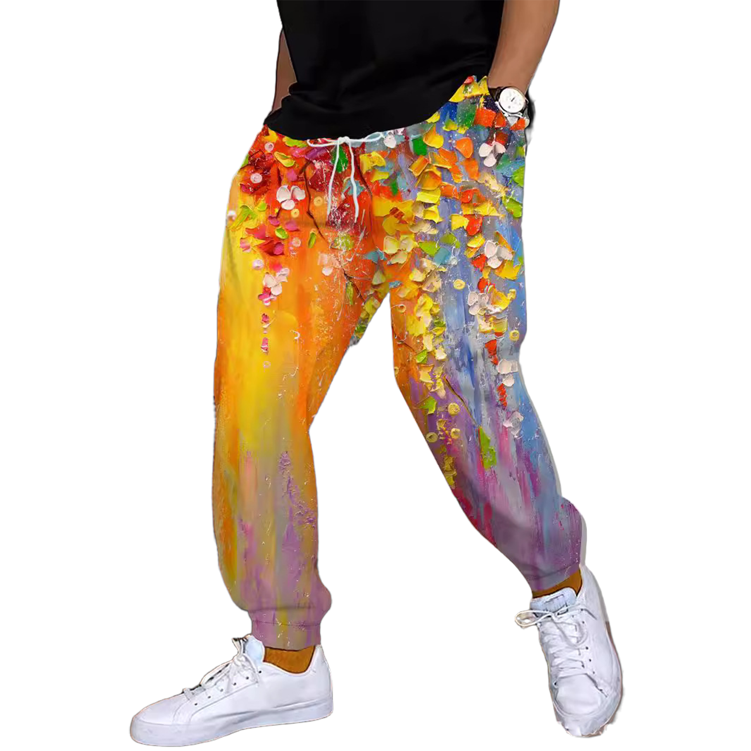 Men Sports Jogger 3D Printed Casual Pants w/ Drawstring 7