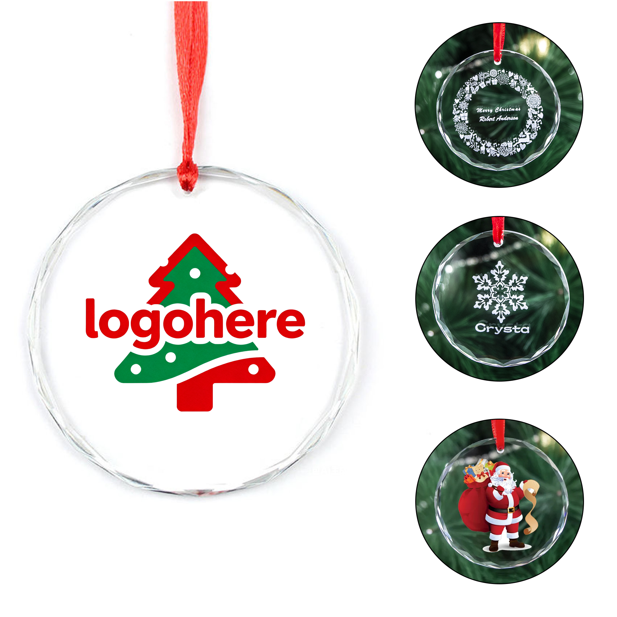 MOQ 50 Clear Round Glass Ornaments 2