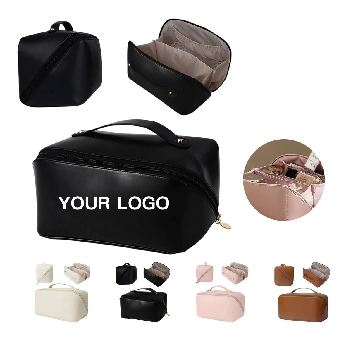 PU Cosmetic Bag with Zipper Closure and Spacious Interior 2