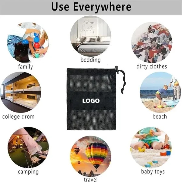 Mesh Drawstring Bag with Lightweight Storage Pouch 2