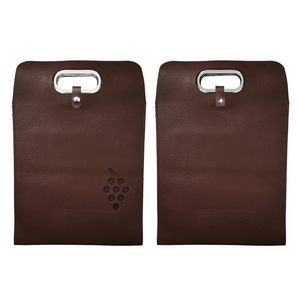 3 Bottle PU Leather Wine Bag With Grape Window And Metal Handle 6