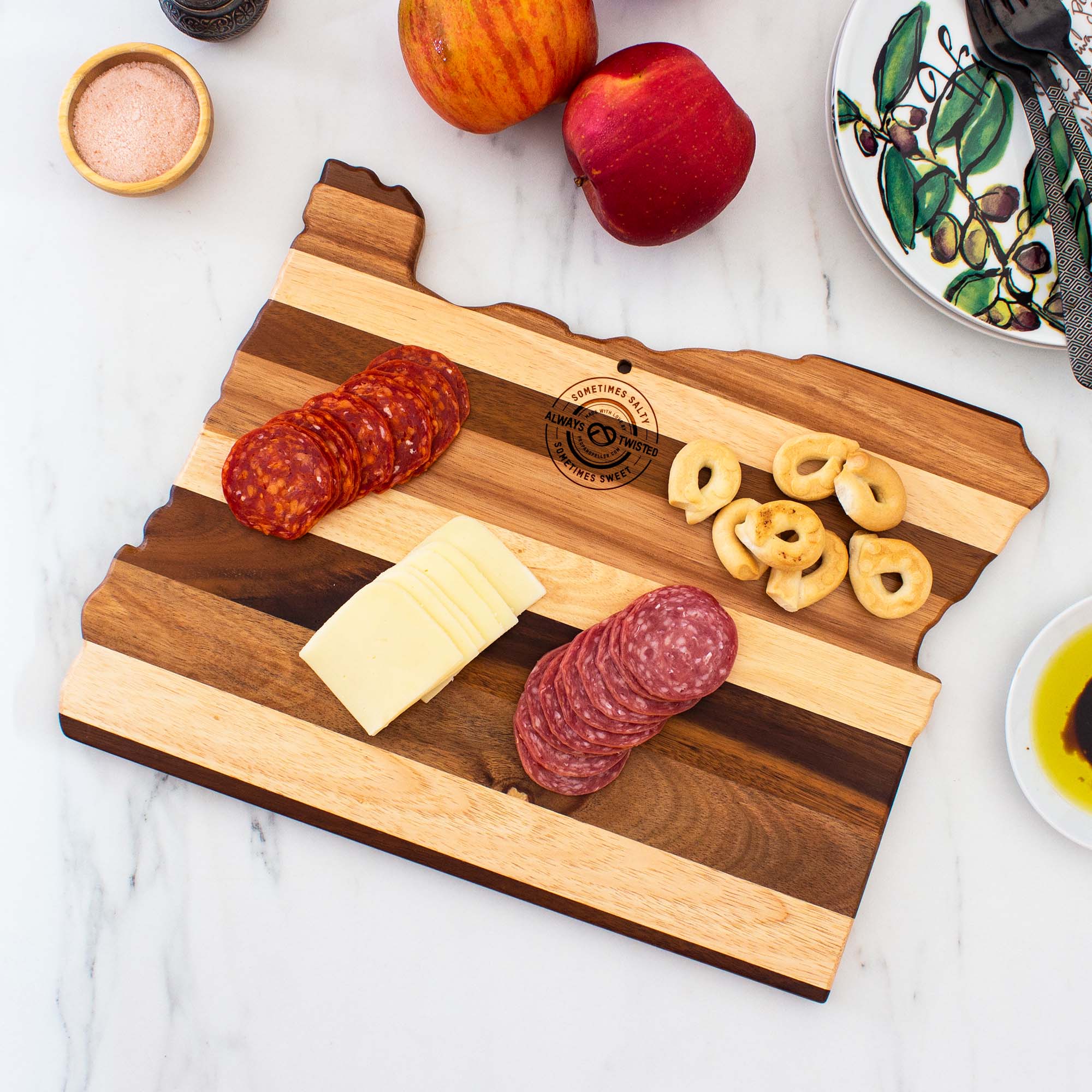 Rock & Branch® Shiplap Series Oregon State Shaped Wood Serving and Cutting Board 7
