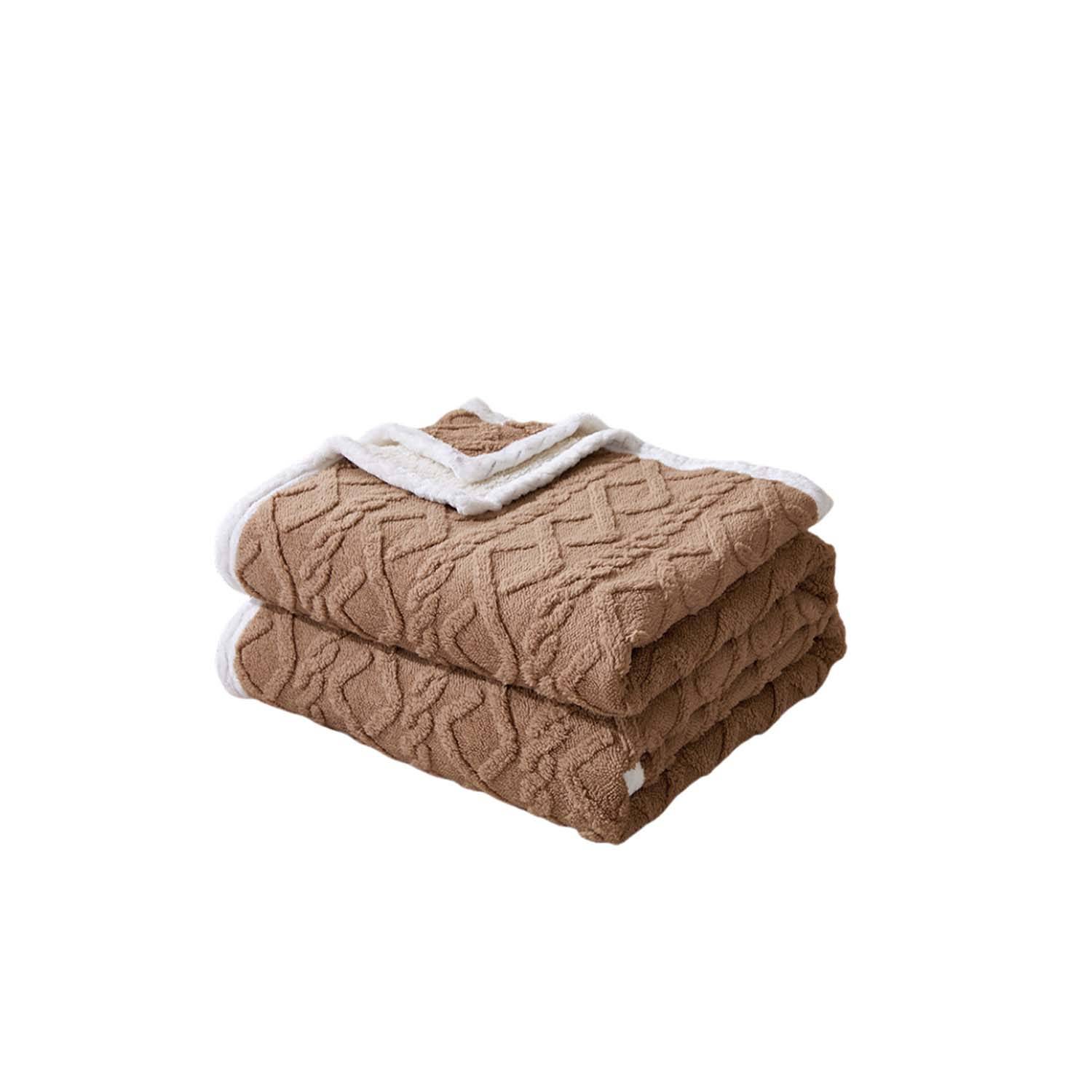 Thick Double-Layer Lamb Wool Jacquard Nap Office Blanket 3