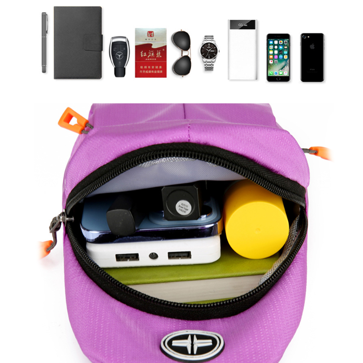 Travel Outdoor Crossbody Sling Bag w/ Headphone Jack 2