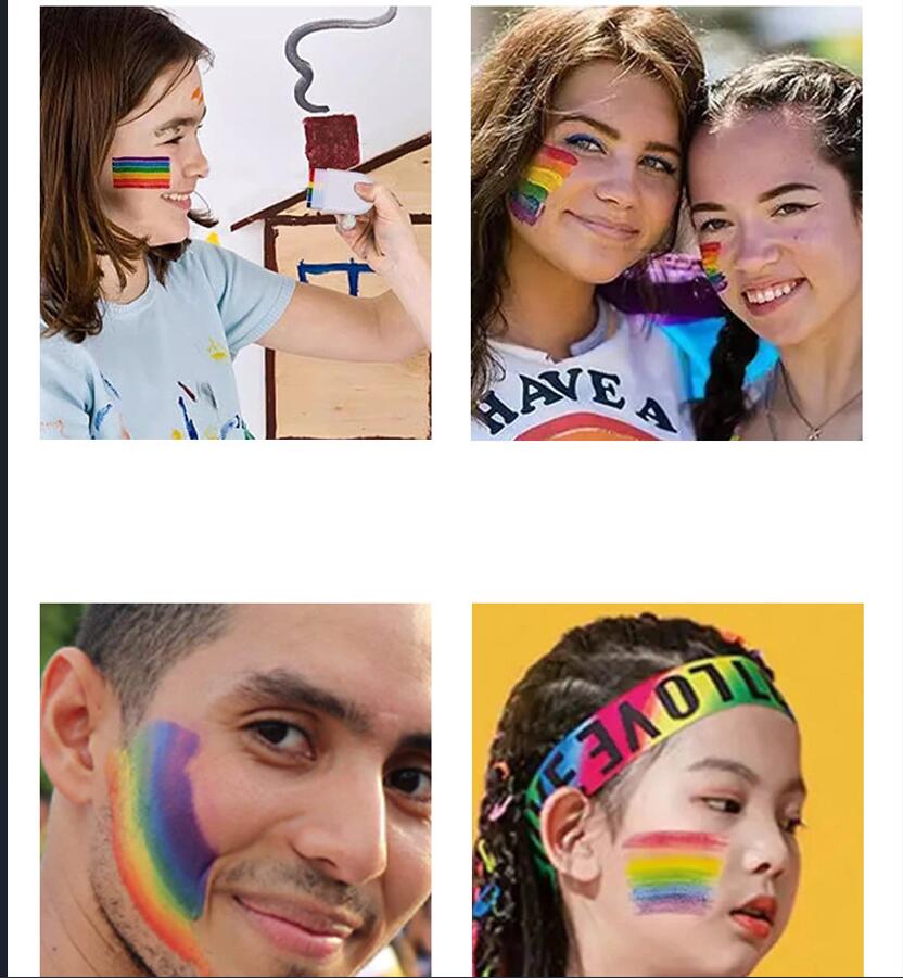 6 Colors Rainbow Stripe Face Body Paint for Celebration party 3