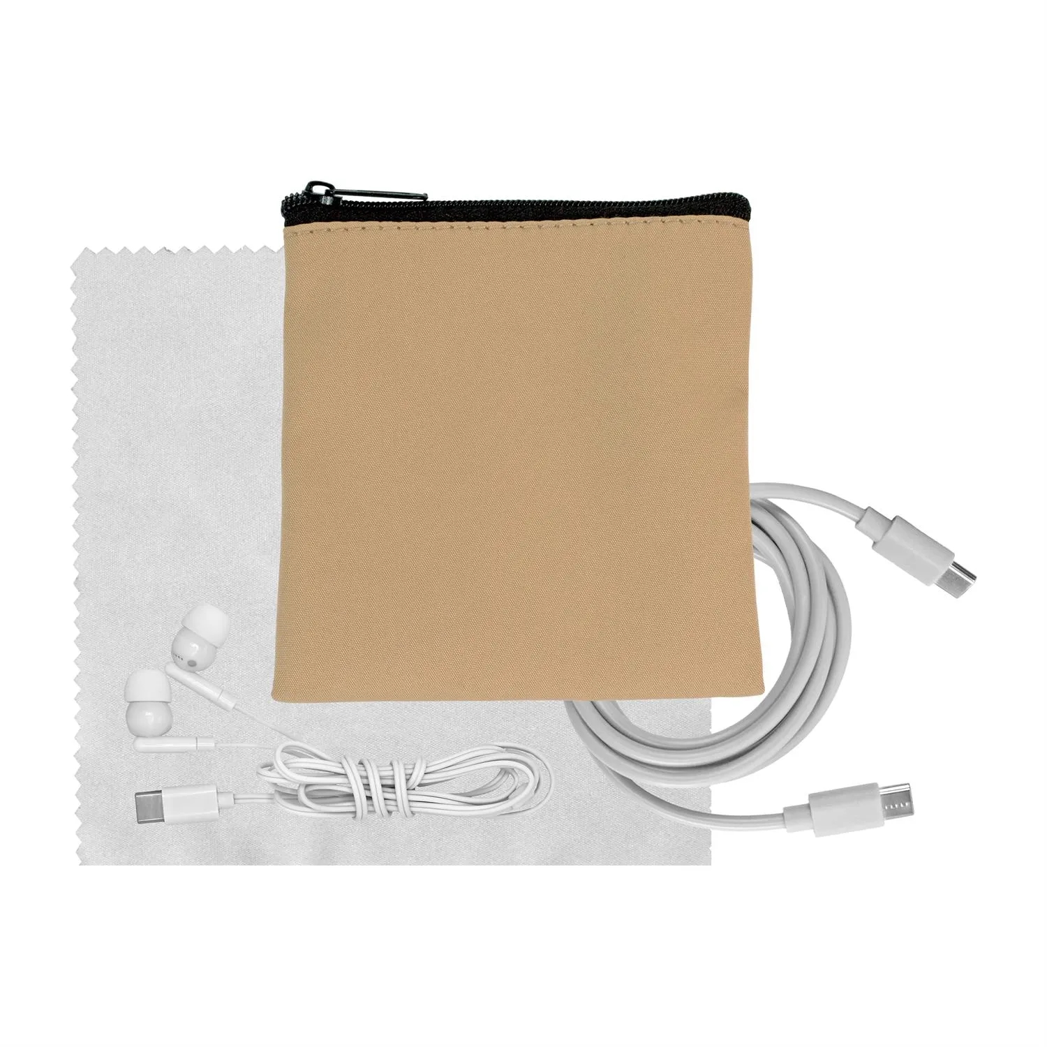 Tan Executive C to C Cable, Cloth & Ear Bud Set 14