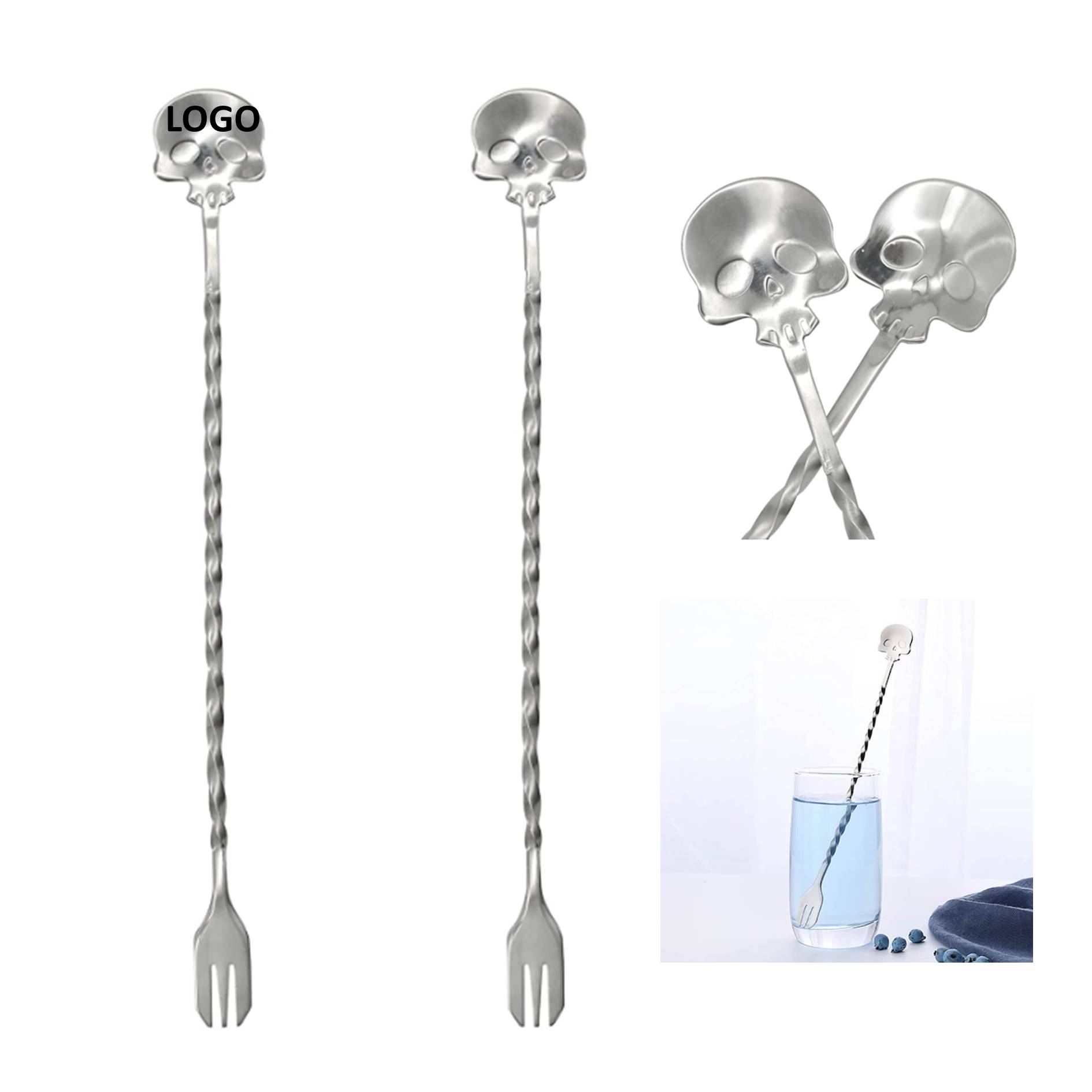 Skull Shaped Long Handle Bar Fork 3