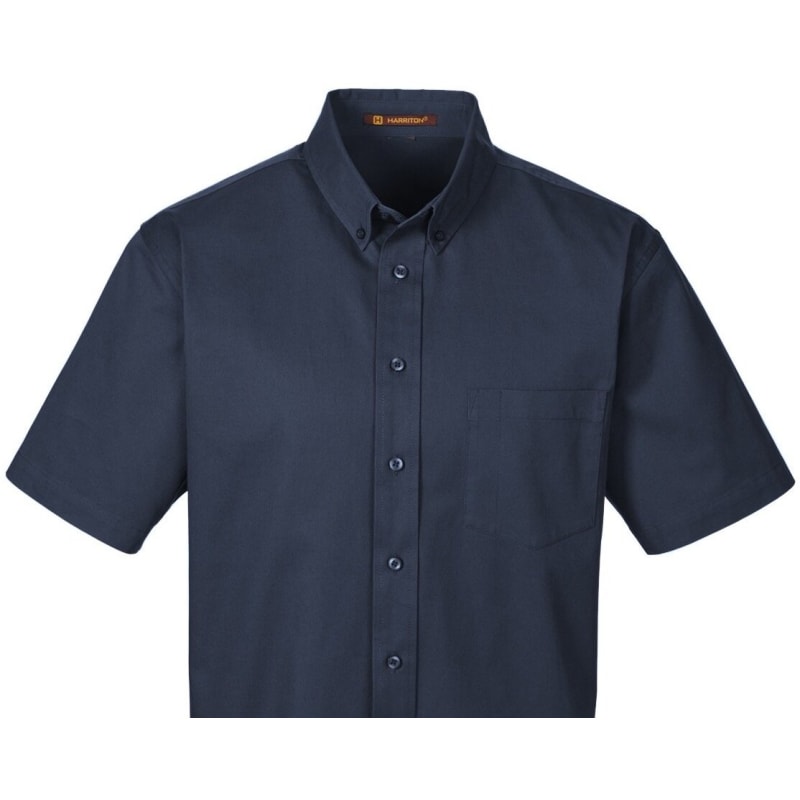 Harriton Men's Foundation 100% Cotton Short-Sleeve Twill Shirt With Teflon™ 9