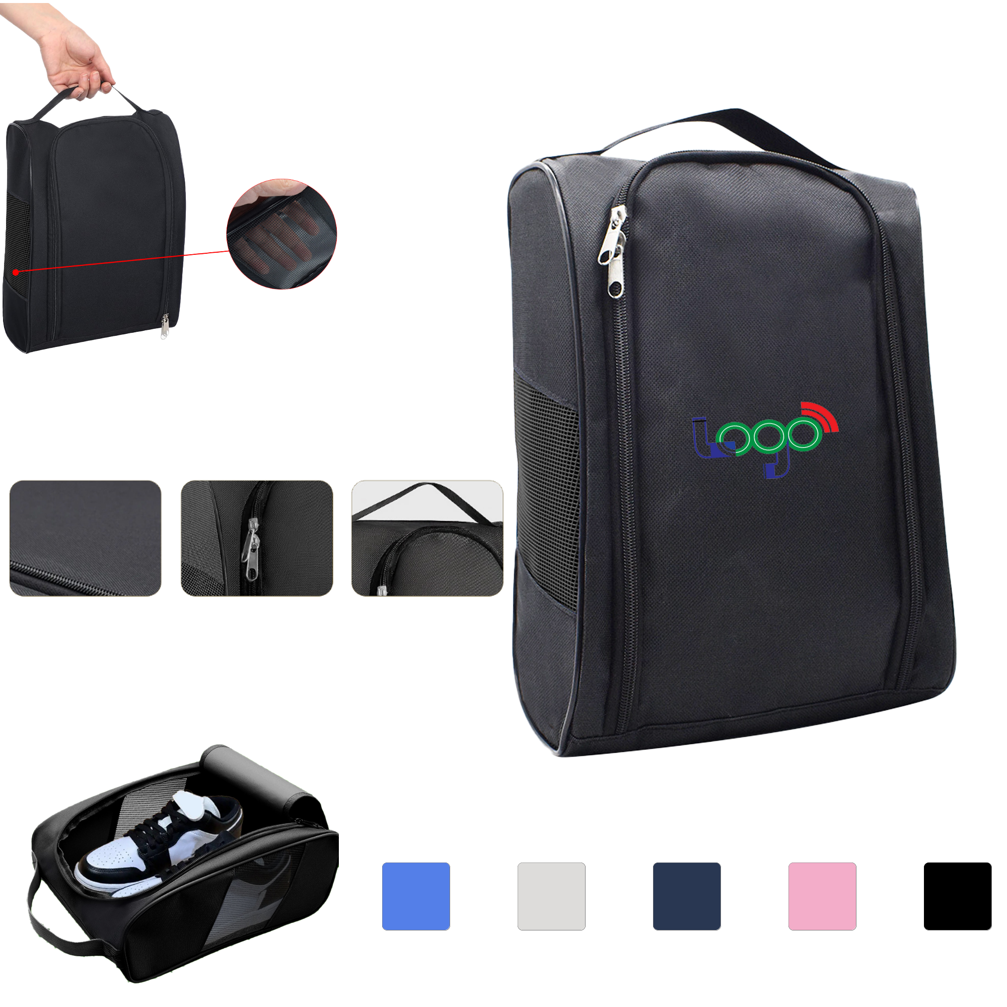 Compact Golf Shoe Bag With Mesh Ventilation 2