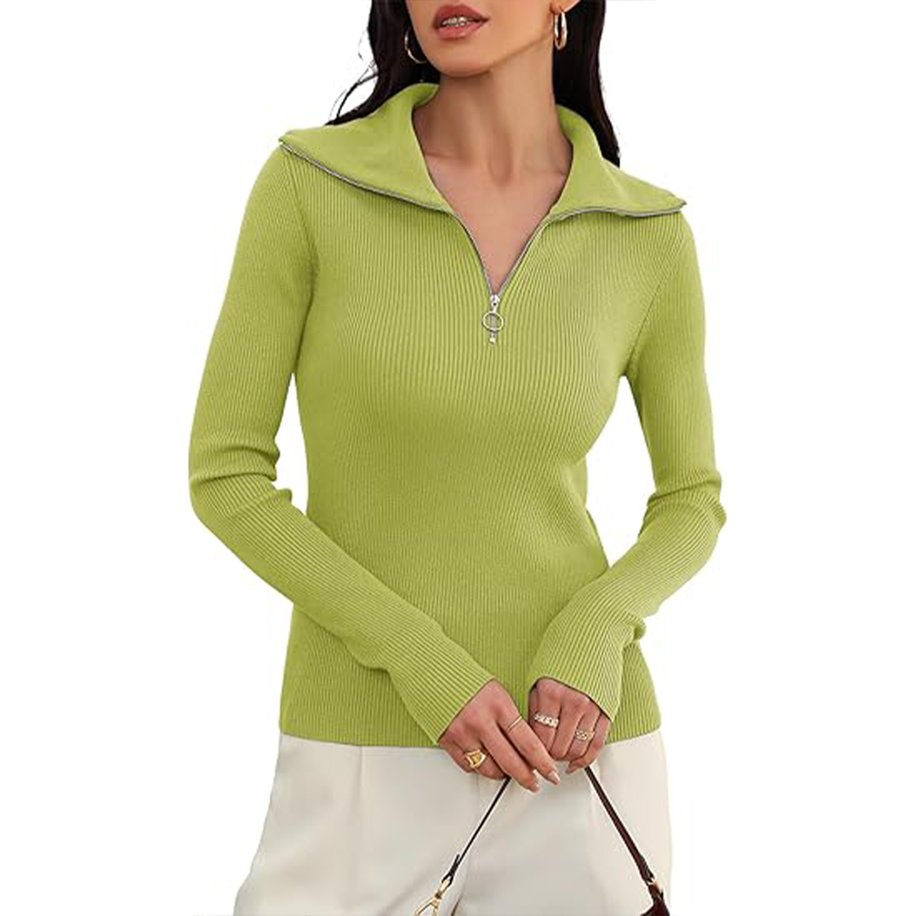 Long Sleeved Slim fit Ribbed Knit Sweater, custom hoodie or sweatshirt with logo imprint 11