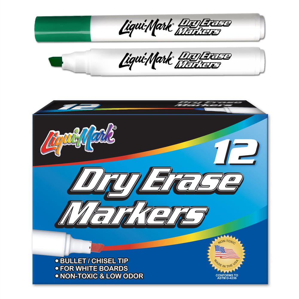 Chisel Tip Dry Erase Markers - Green Low Odor 2