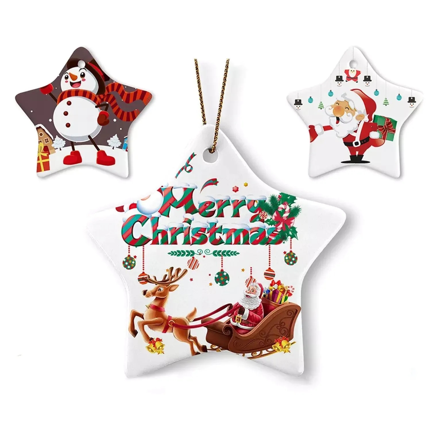 Star Shape Ceramic Christmas Ornament 5