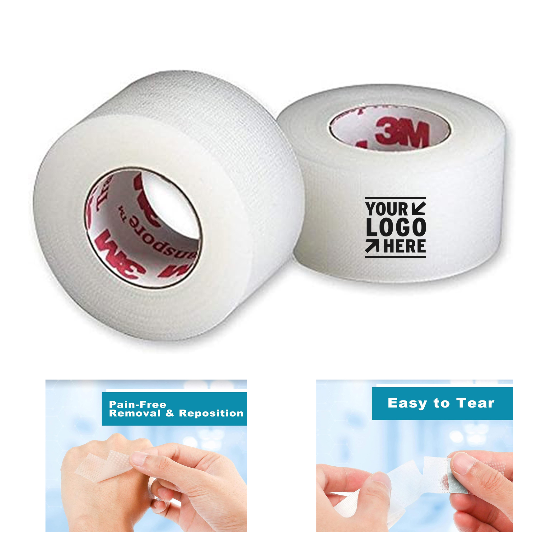 10 Yard 3M Transpore Clear 1 Inch Wide First Aid Tape Roll 2