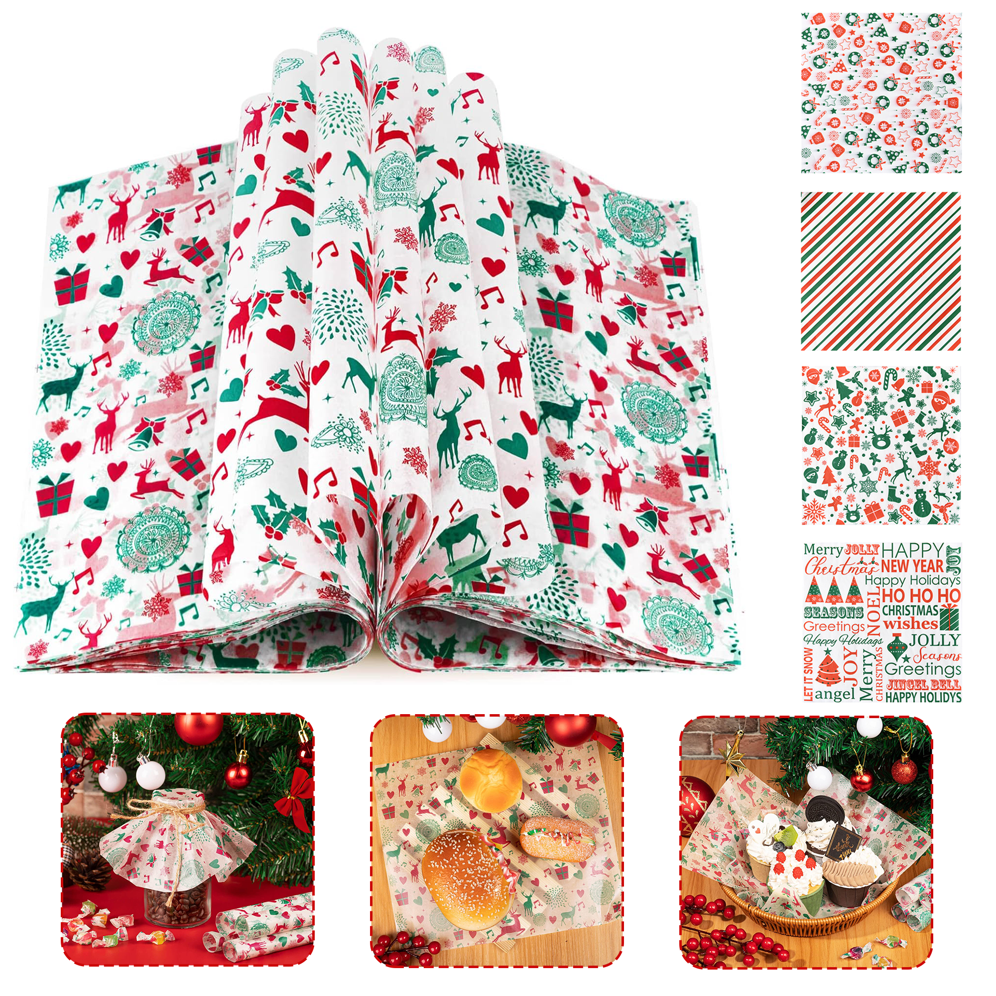 Christmas Wax Paper Sheets for Food 5