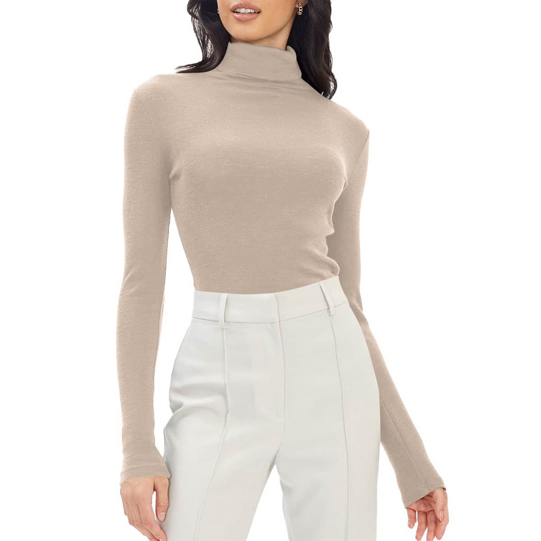 Women Mock Turtleneck Long Sleeve Shirt 4