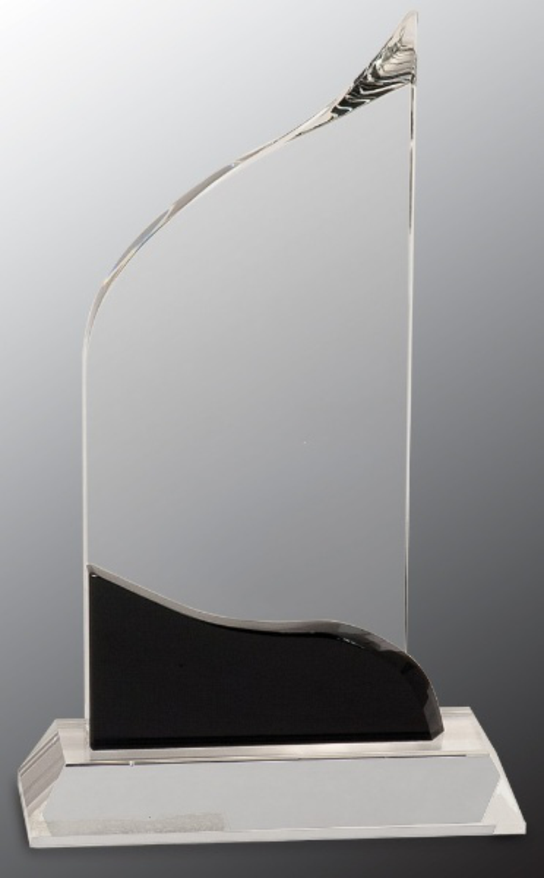 8 1/2" Clear Crystal Wave Award with Black Accent 3