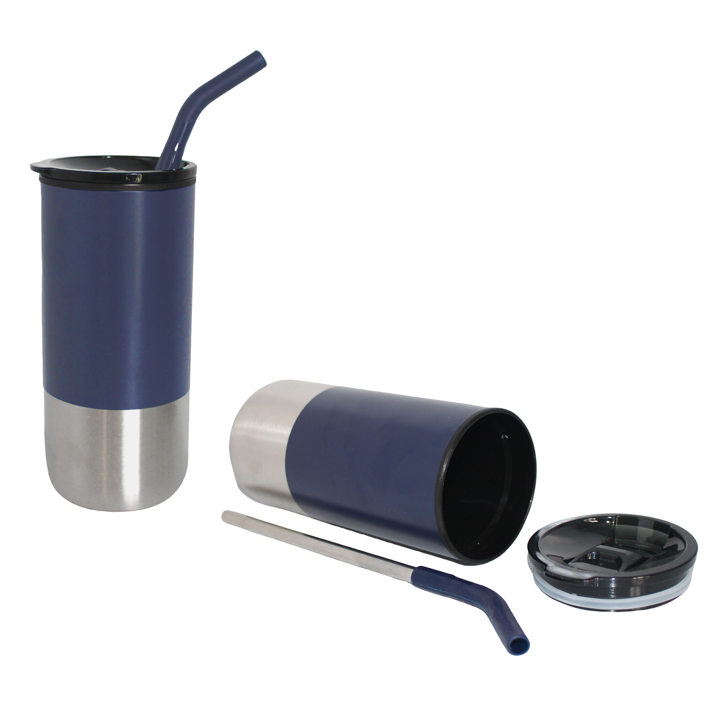 16 Oz. Insulated Stainless Steel Beverage Tumbler w/Flexible Silicone Straw 7