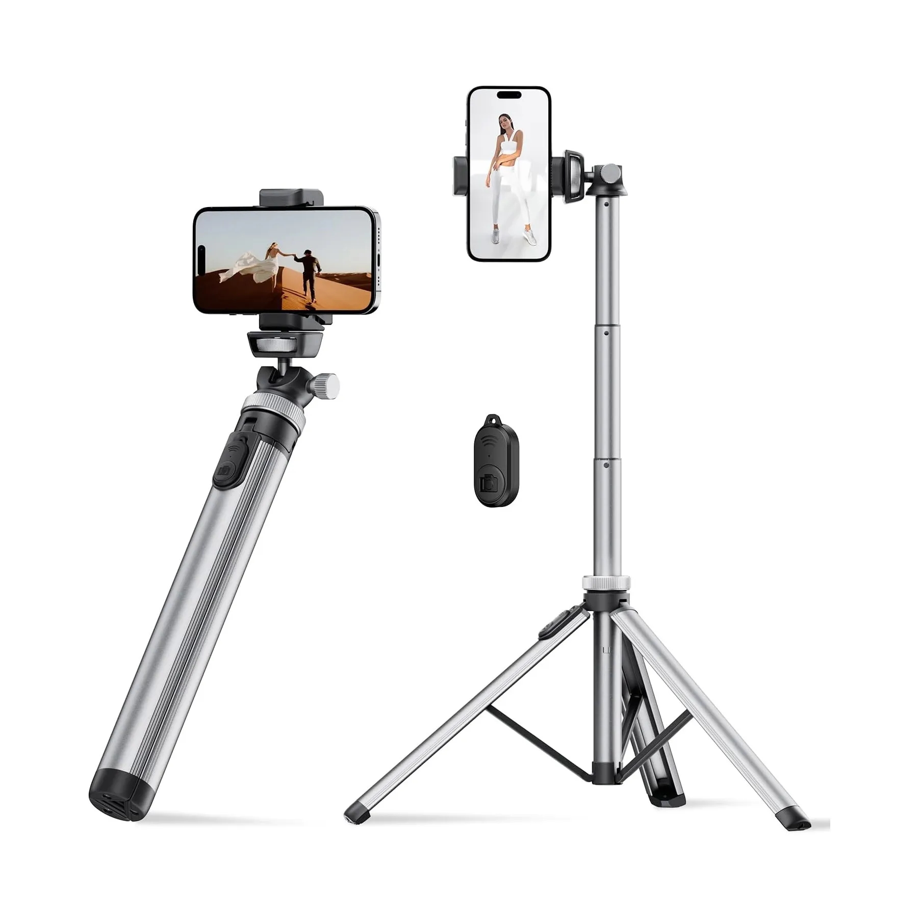 62 Inch 5 Accessories Cell Phone Tripod Solid Padded Selfie 3
