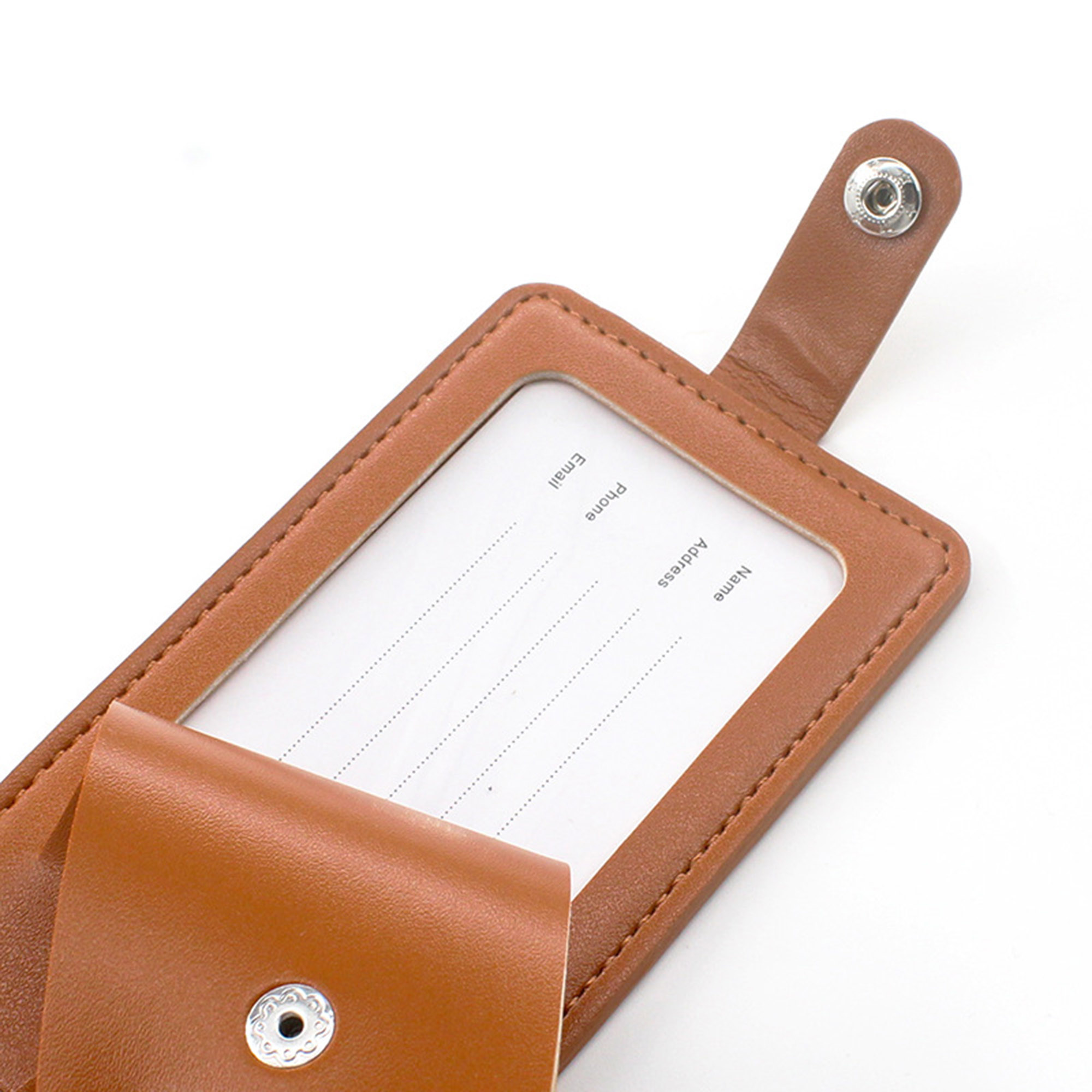 Premium Vegan Leather Luggage Tags Lable Holder with Snap 2