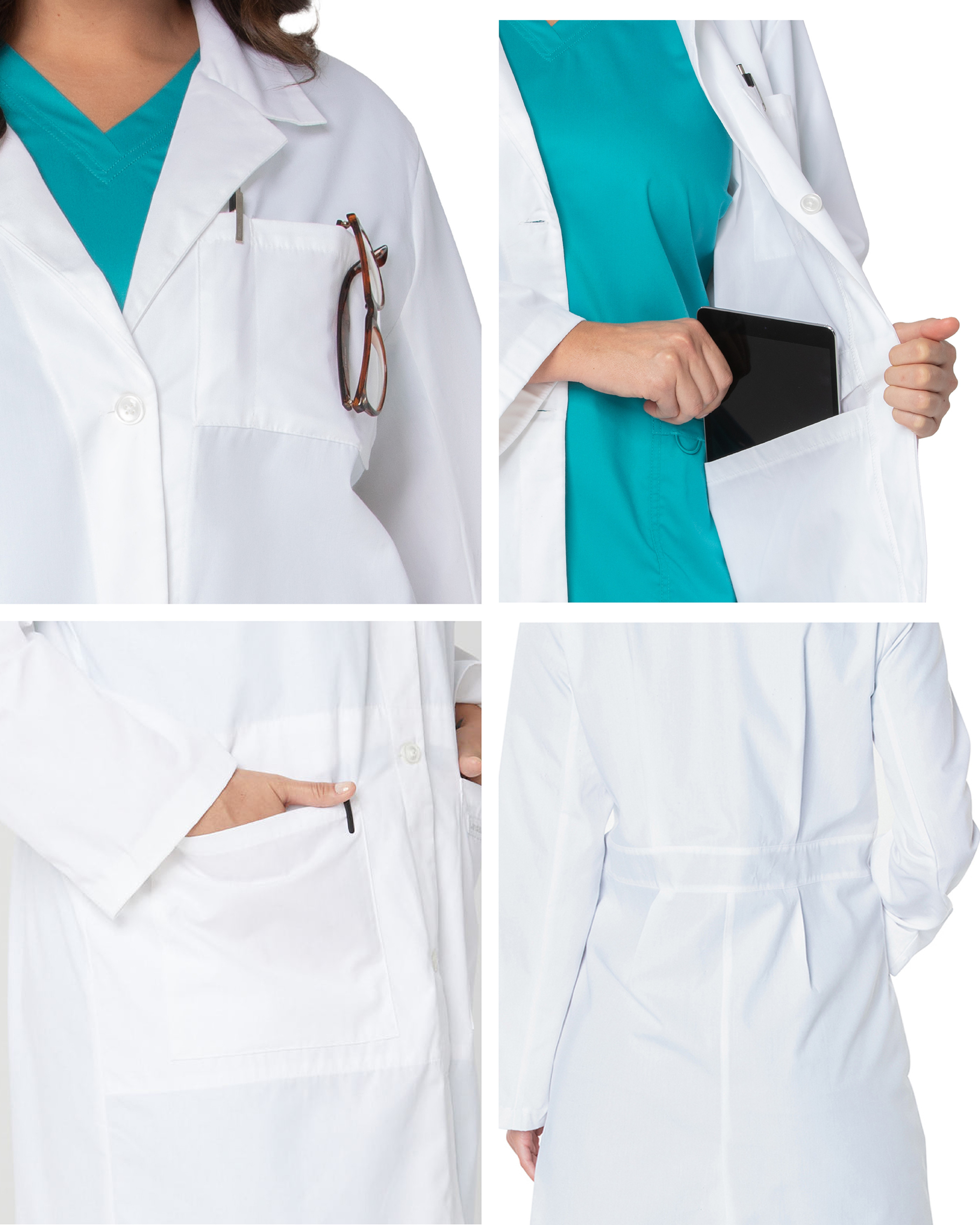Landau - Essential Lab Coats - Women's Five-Pocket 36.5" Full-Length Tablet Lab Coat 4