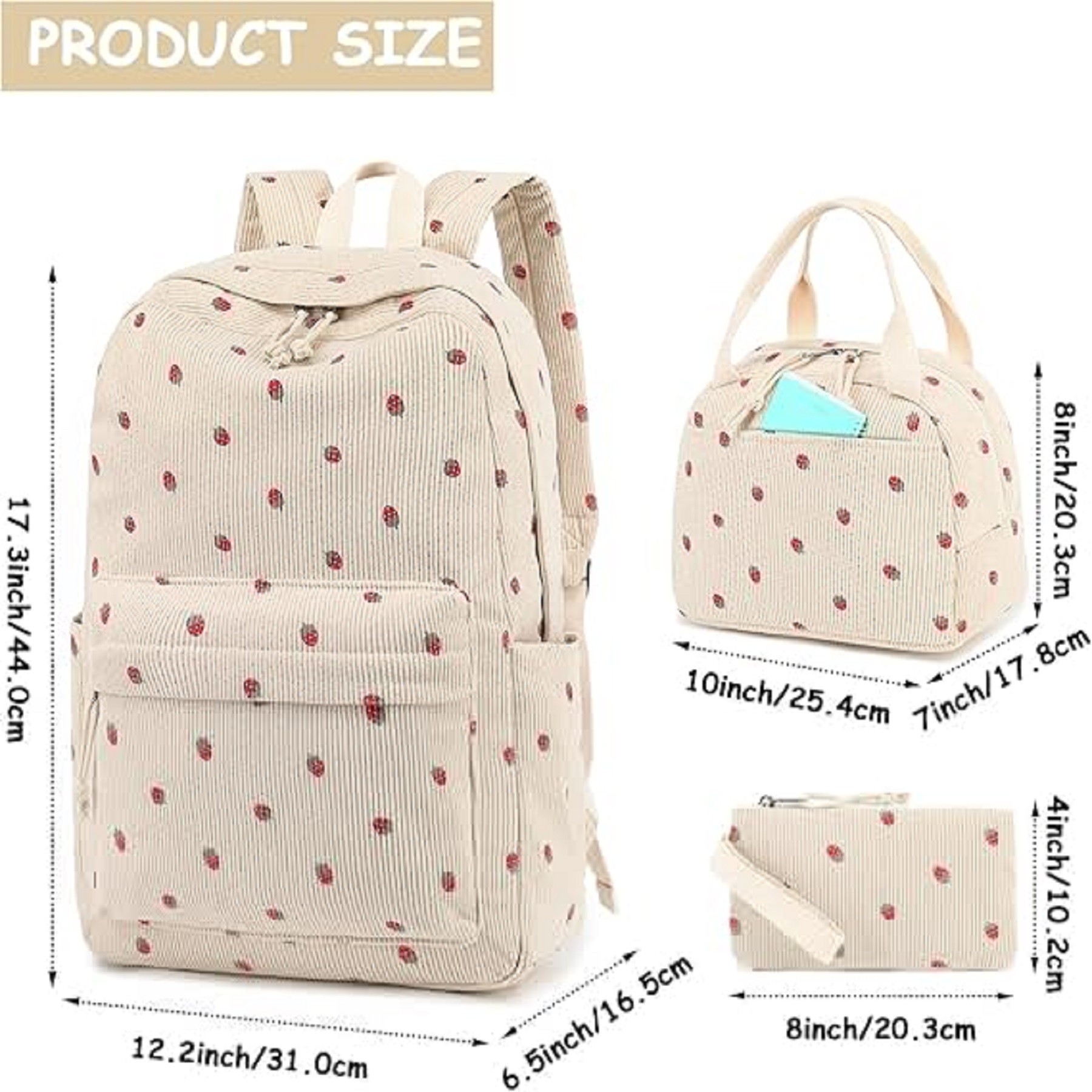3 Pack School Backpack Teens Girls Boys Kids 16