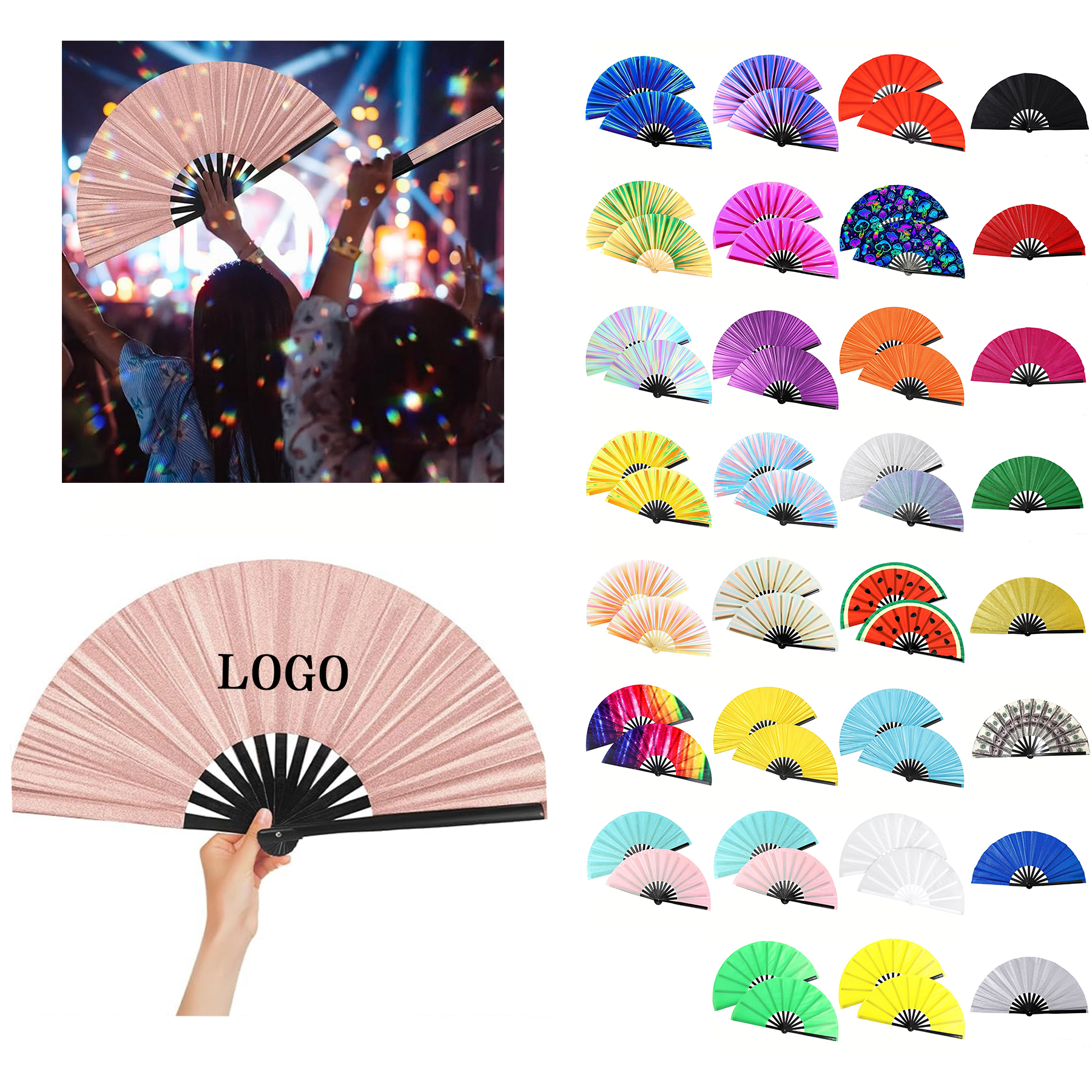 Large Folding Hand Silk Fan 9