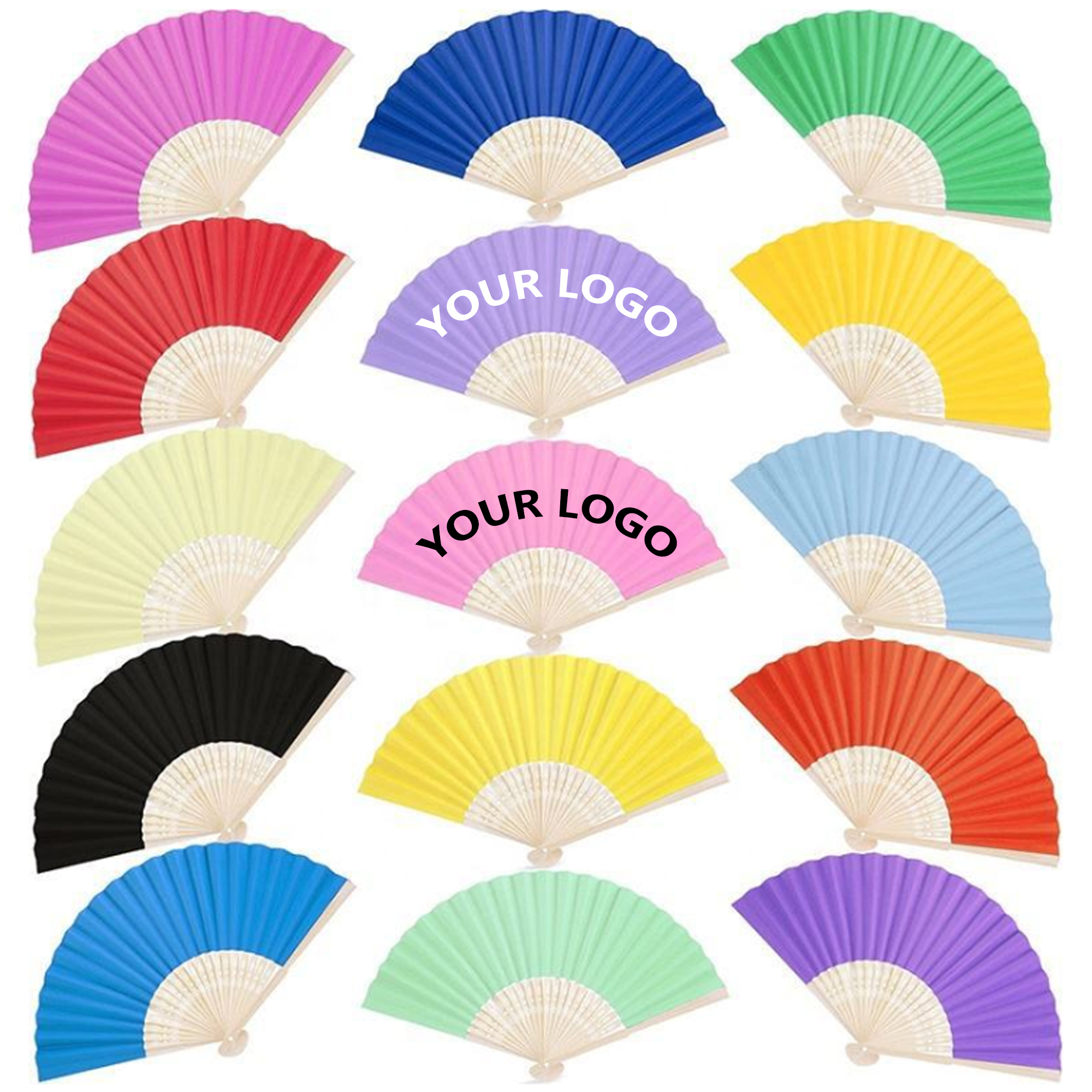 Handheld Foldable Full Color Bamboo Paper Fan 3