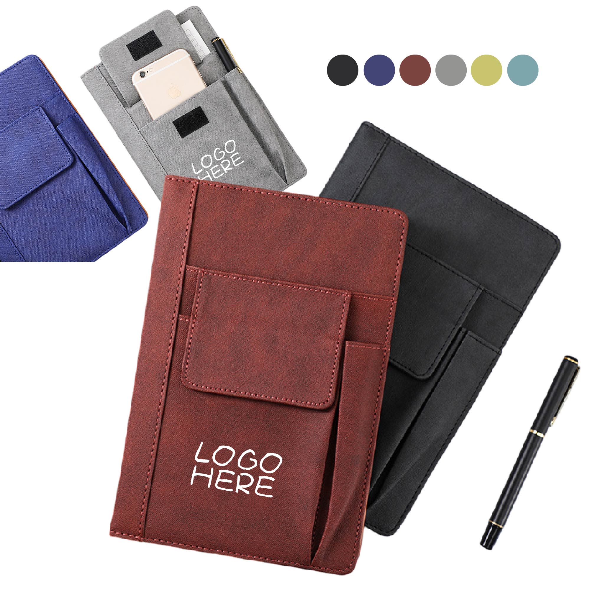 A5 PU Leather Notebook w/Front Pockets 2