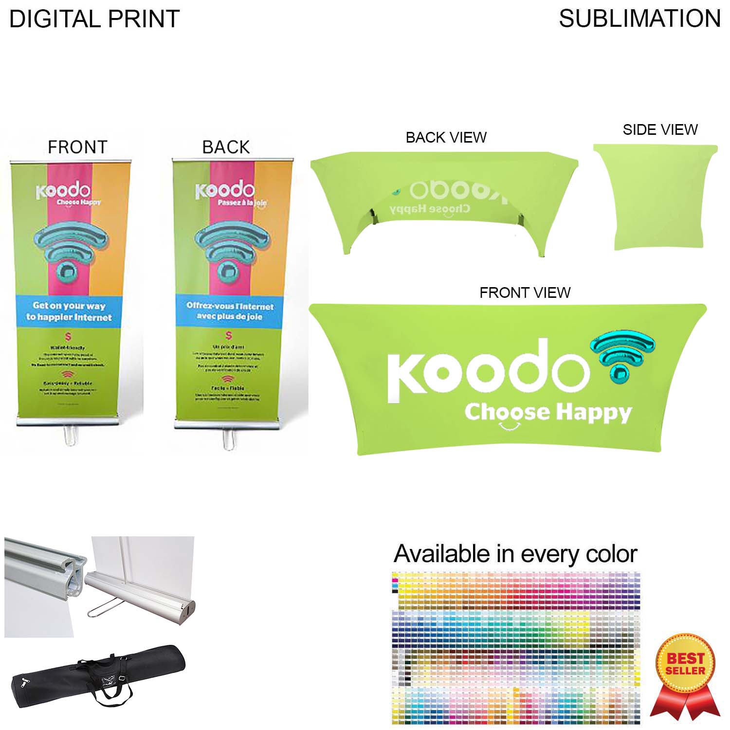 72Hr Fast Ship - Outdoor Event Package 3, Double sided outdoor pull up banner+ 6' box fit Cloth