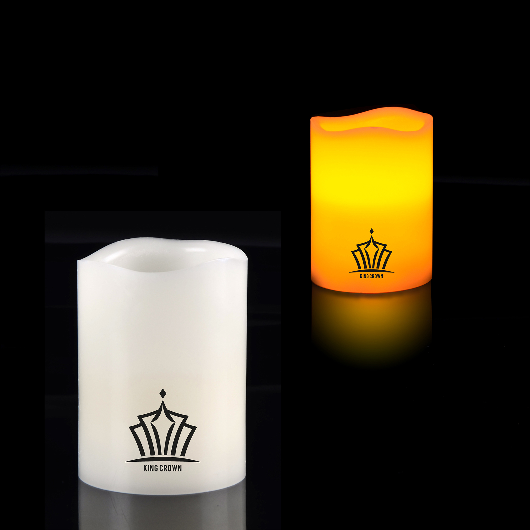 4" x 3" Flameless Pillar Faux Candle Wavy Top 1