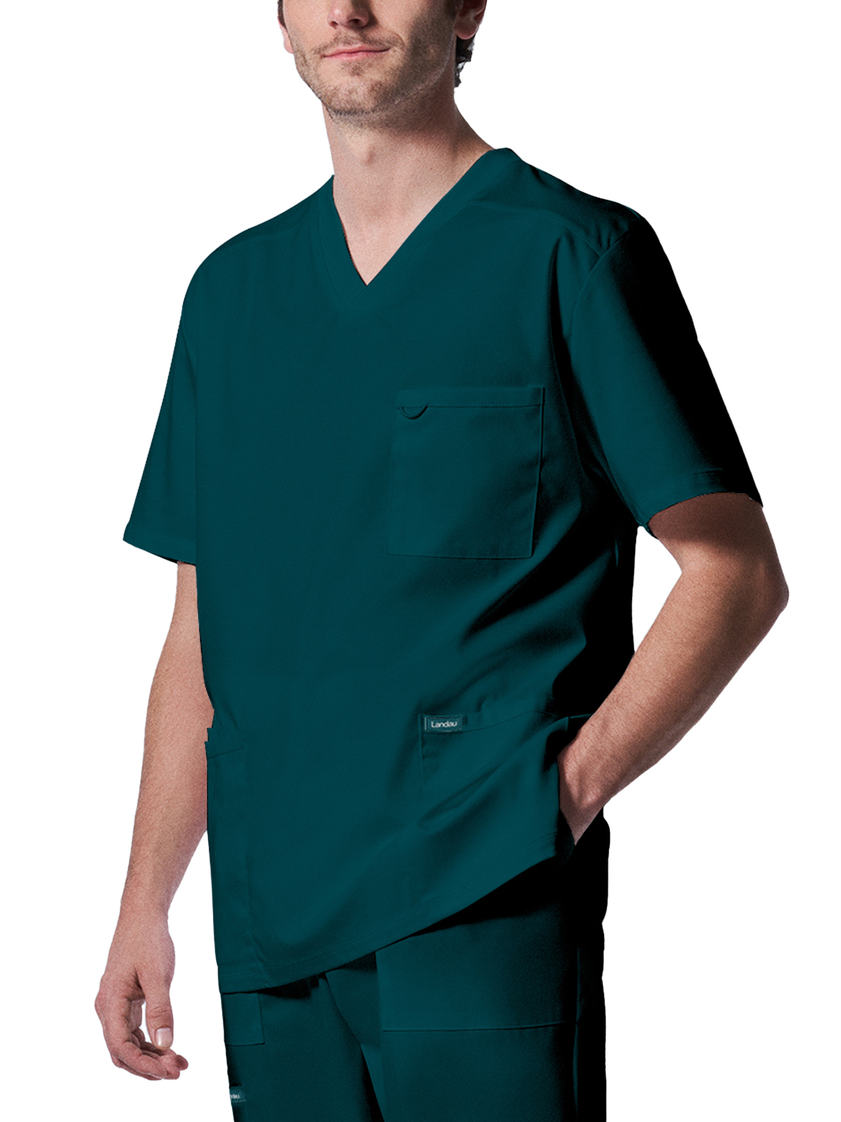 Landau - ProFlex - Men's Four-Pocket Back Yoke V-Neck Top 5