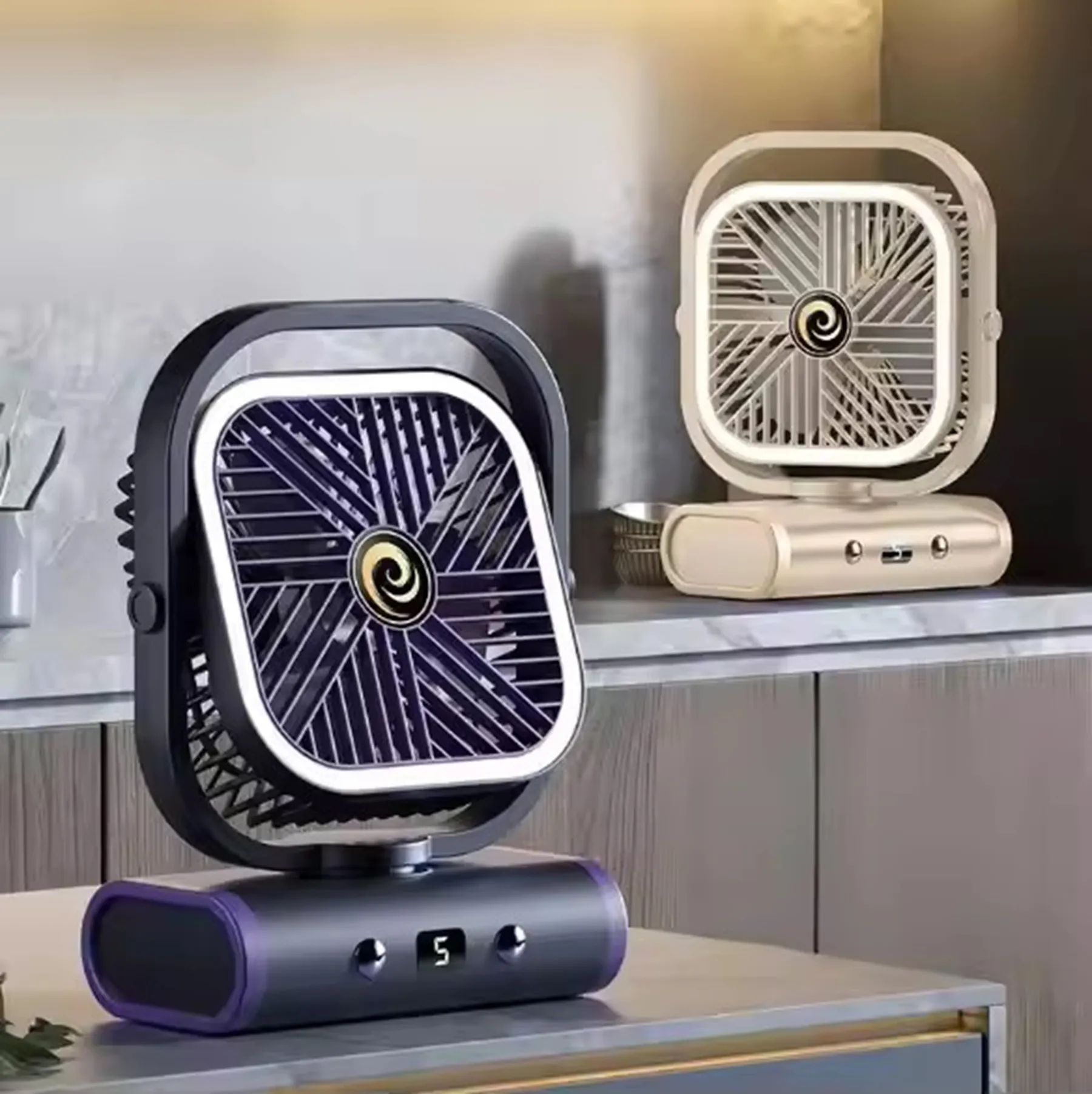 1200 mAh Portable Small Desk Fan with Night Light 12