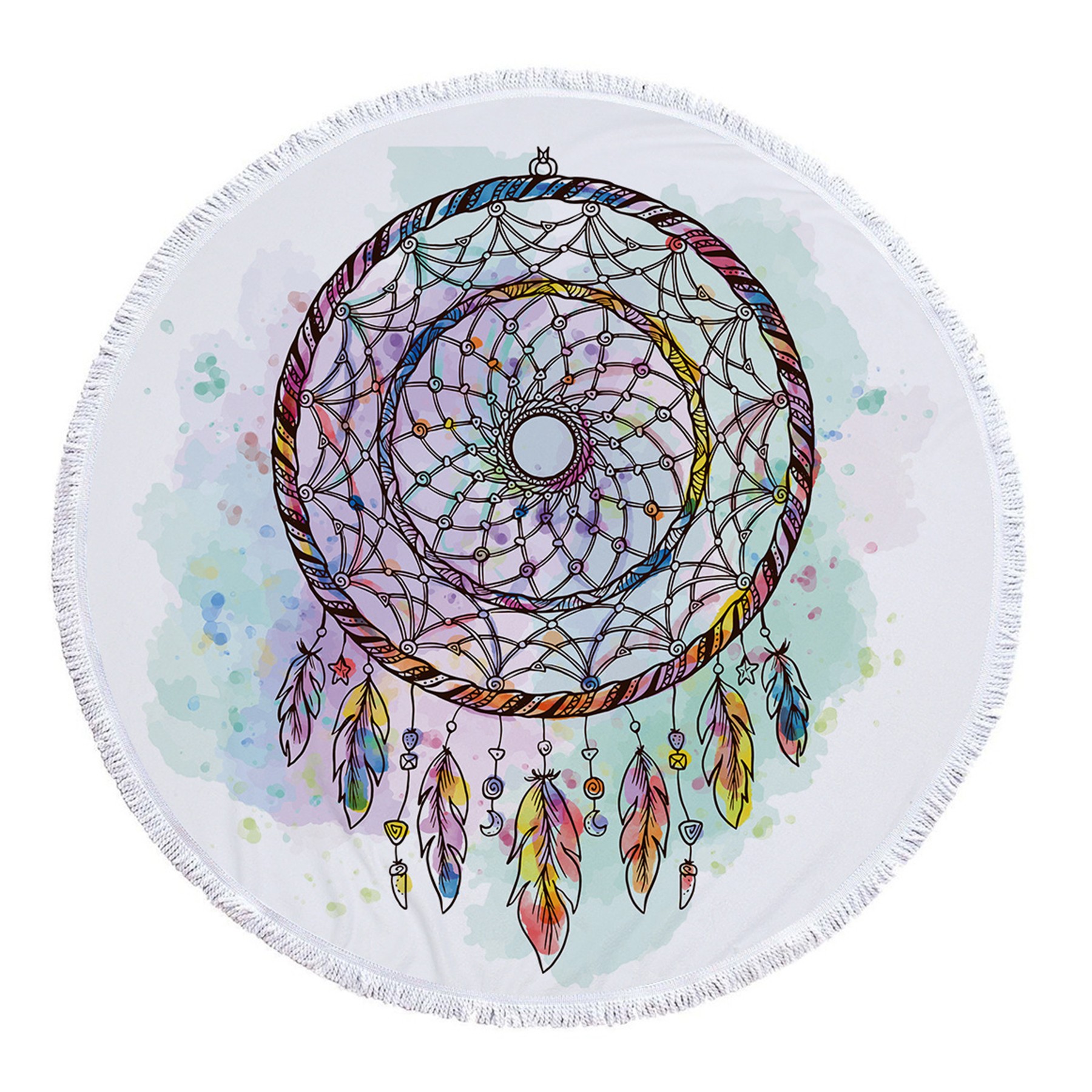 Dreamcatcher Printing Round Beach Towel With Tassels 10