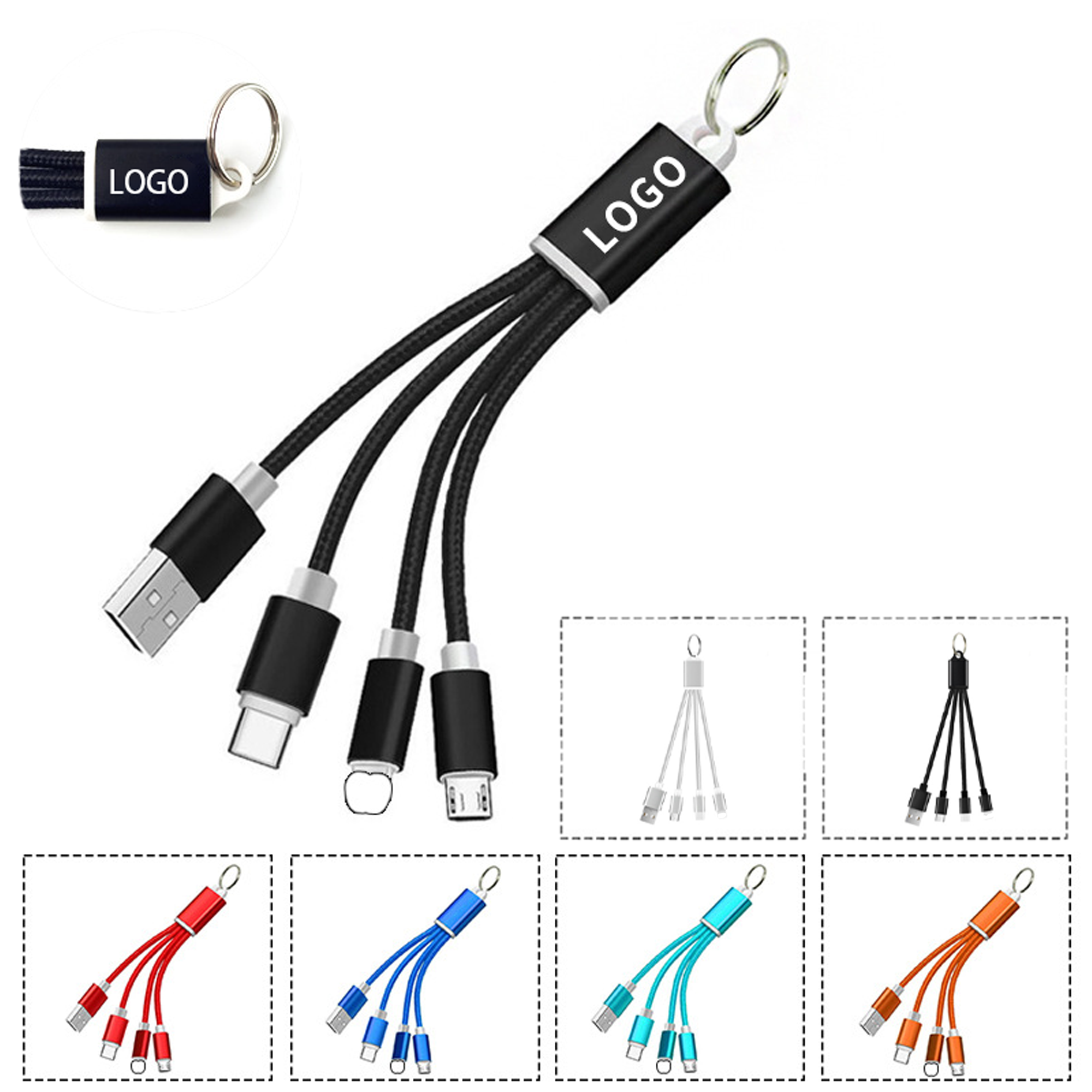 Three-in-one Key Ring Nylon Data Cable 1