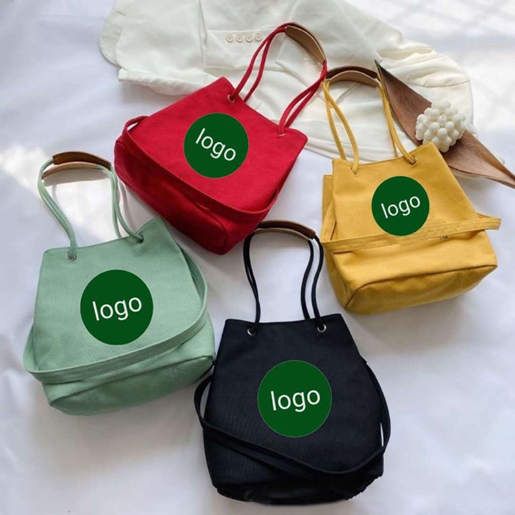 2-in-1 Canvas Crossbody Bag Shoulder Handbag Bucket Bag 2