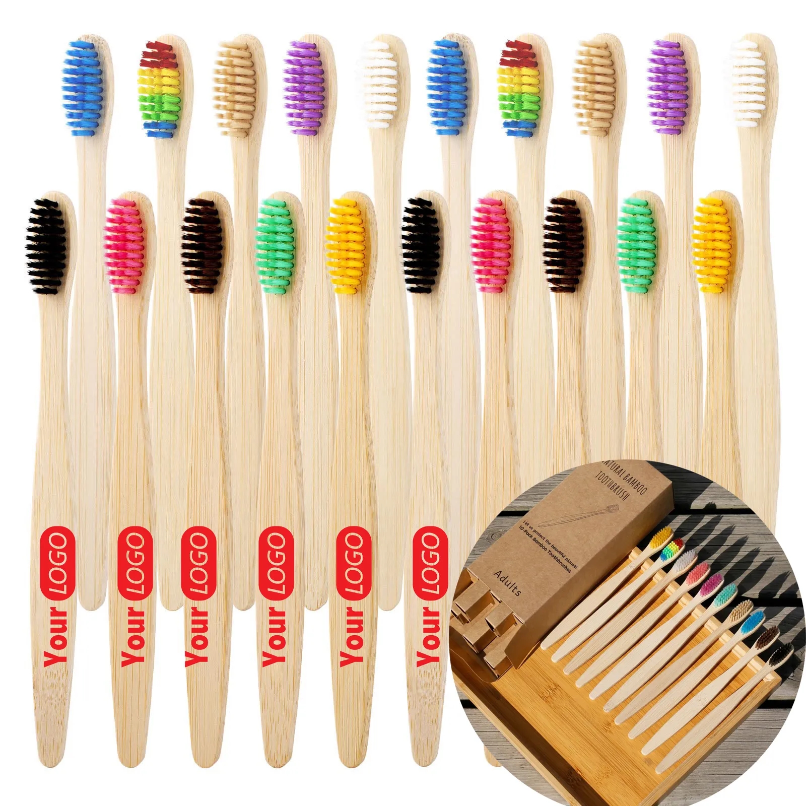 MOQ 20 Biodegradable Ecofriendly Bamboo Toothbrush With Case 2