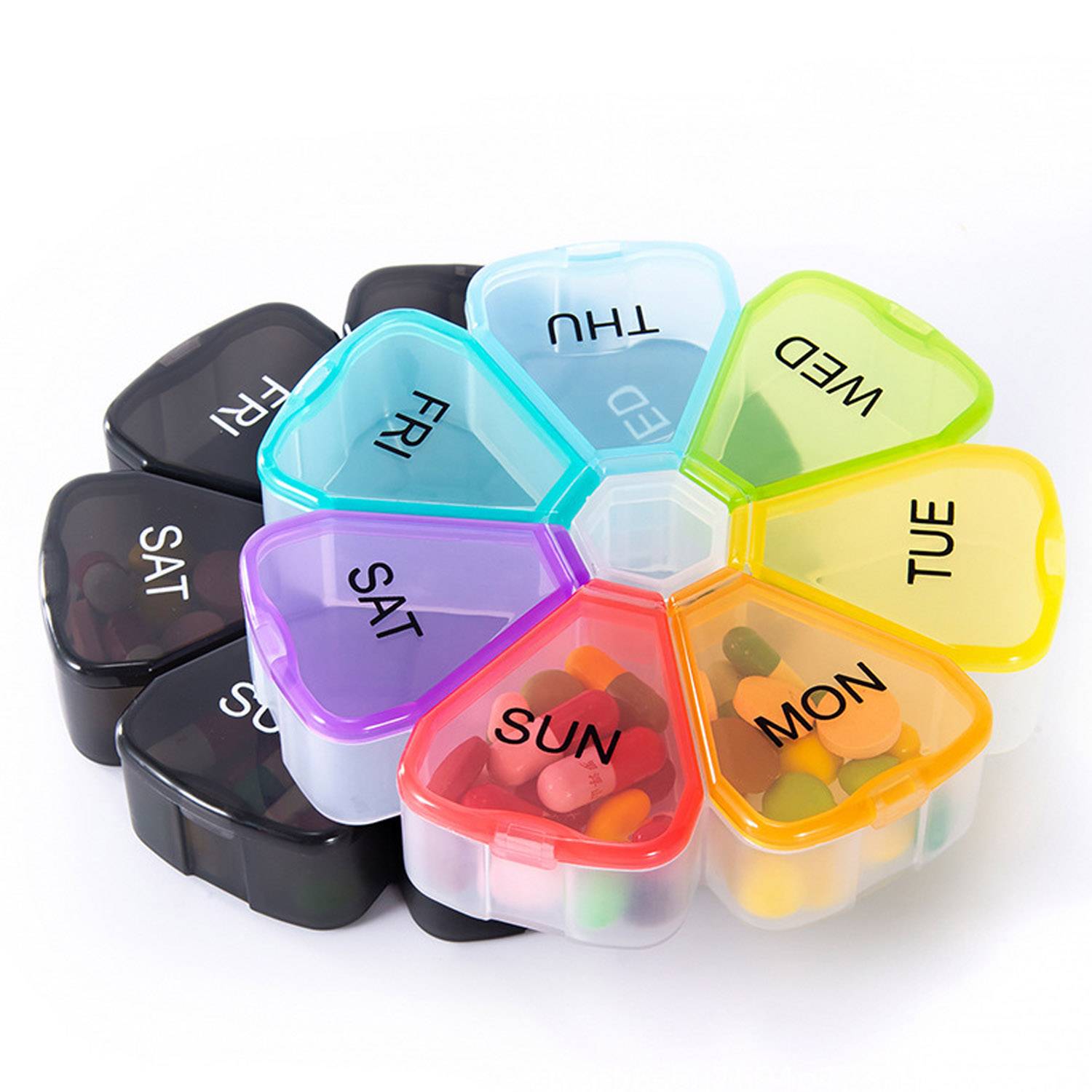 Cute Household Portable Rainbow Petal Pill Box 6