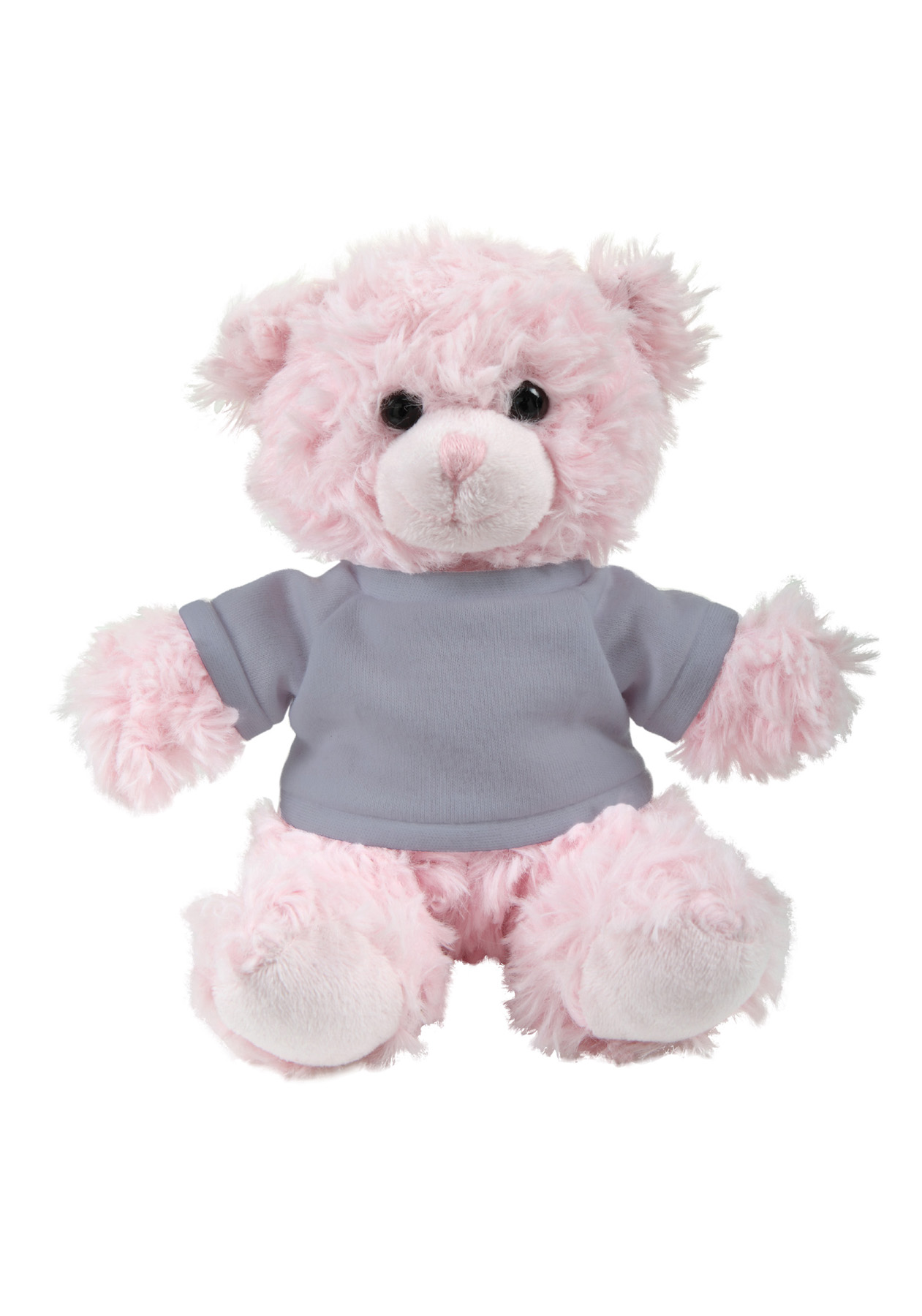soft plush  Pink Curly Sitting Bear with t-shirt 7