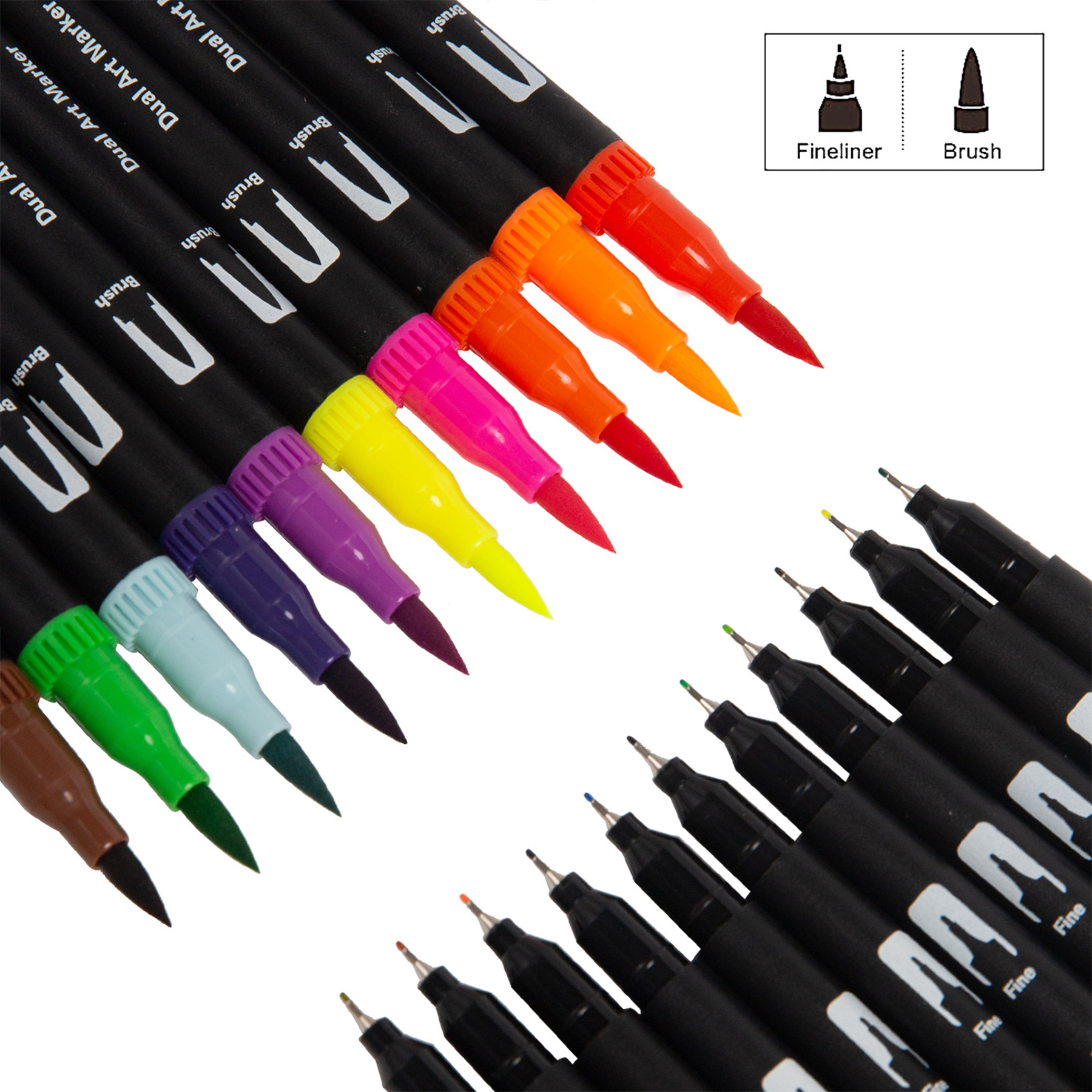 Plastic Double ended marker soft head watercolor pen set 2