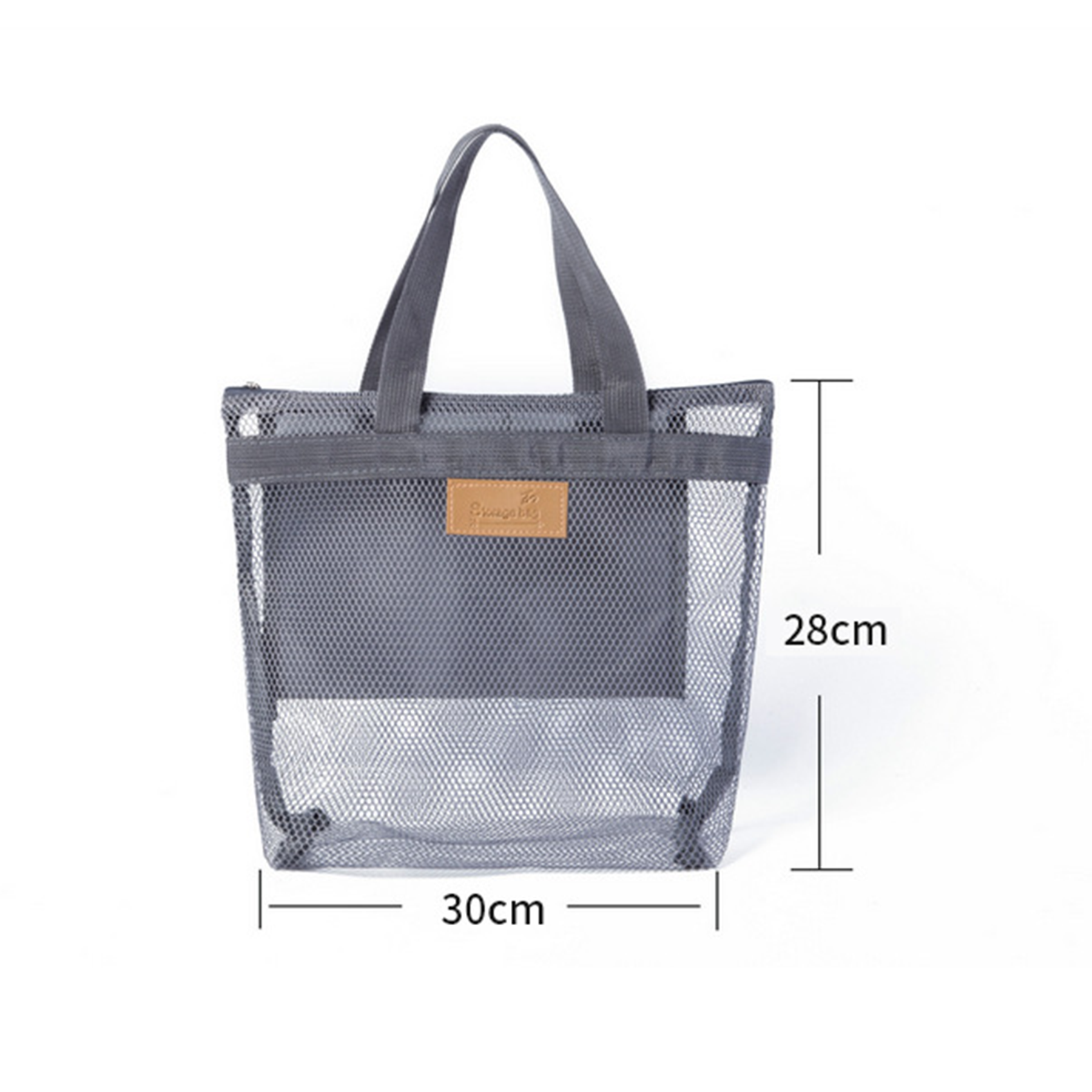 Mesh Beach Tote Bag Cosmetic Shoulder Handbag, custom tote bag with logo imprint 3