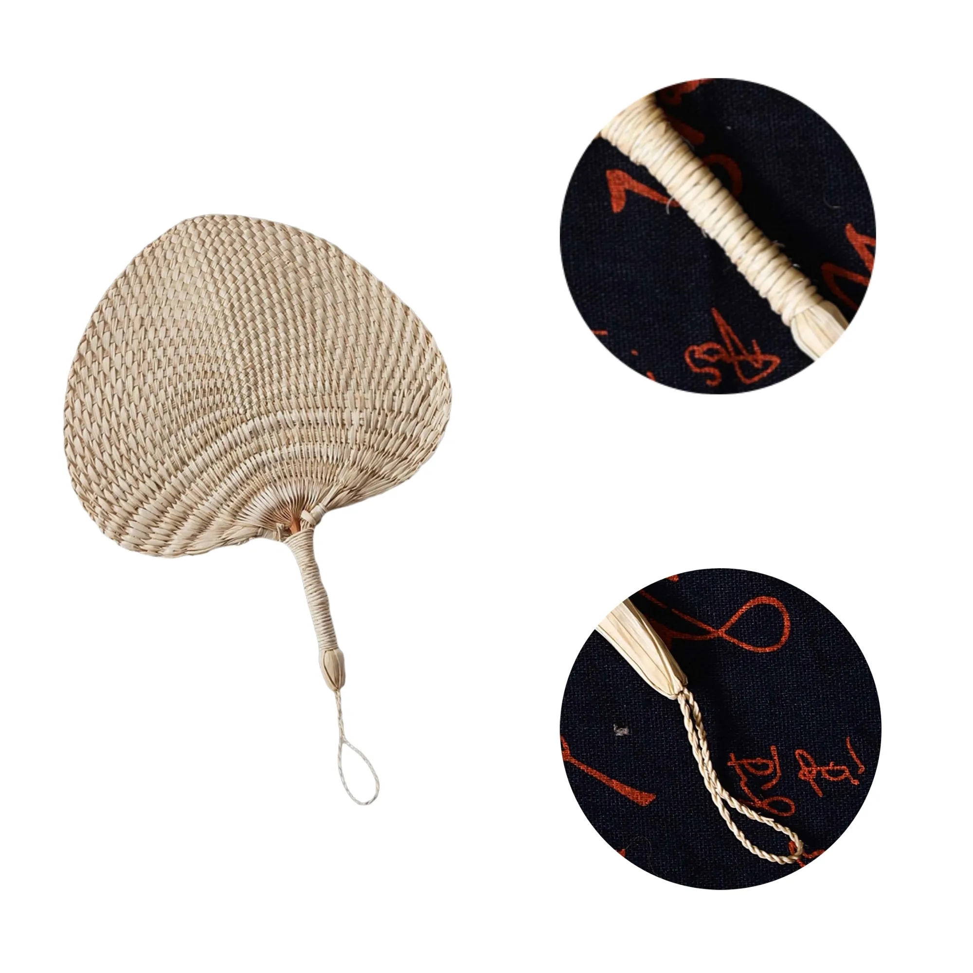 Vacation Natural Embroidered Patchwork Handmade Palm Fan 3
